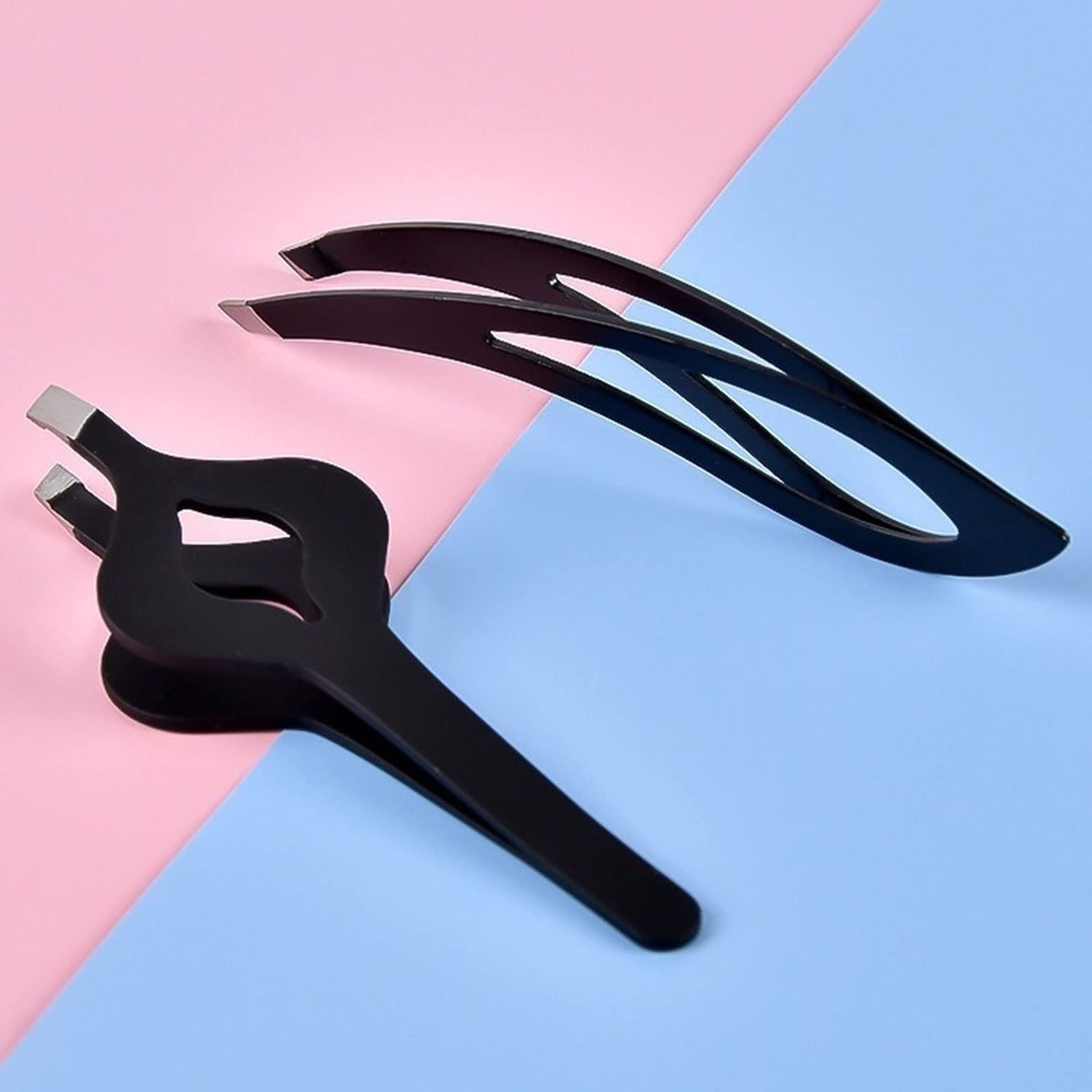 Professional Stainless Steel Slanted & Flat Tip Hair Removal Tweezers - Eyebrow Shaping, Ingrown Hair Removal & Facial Grooming Essential for Home & Travel Beauty Kit