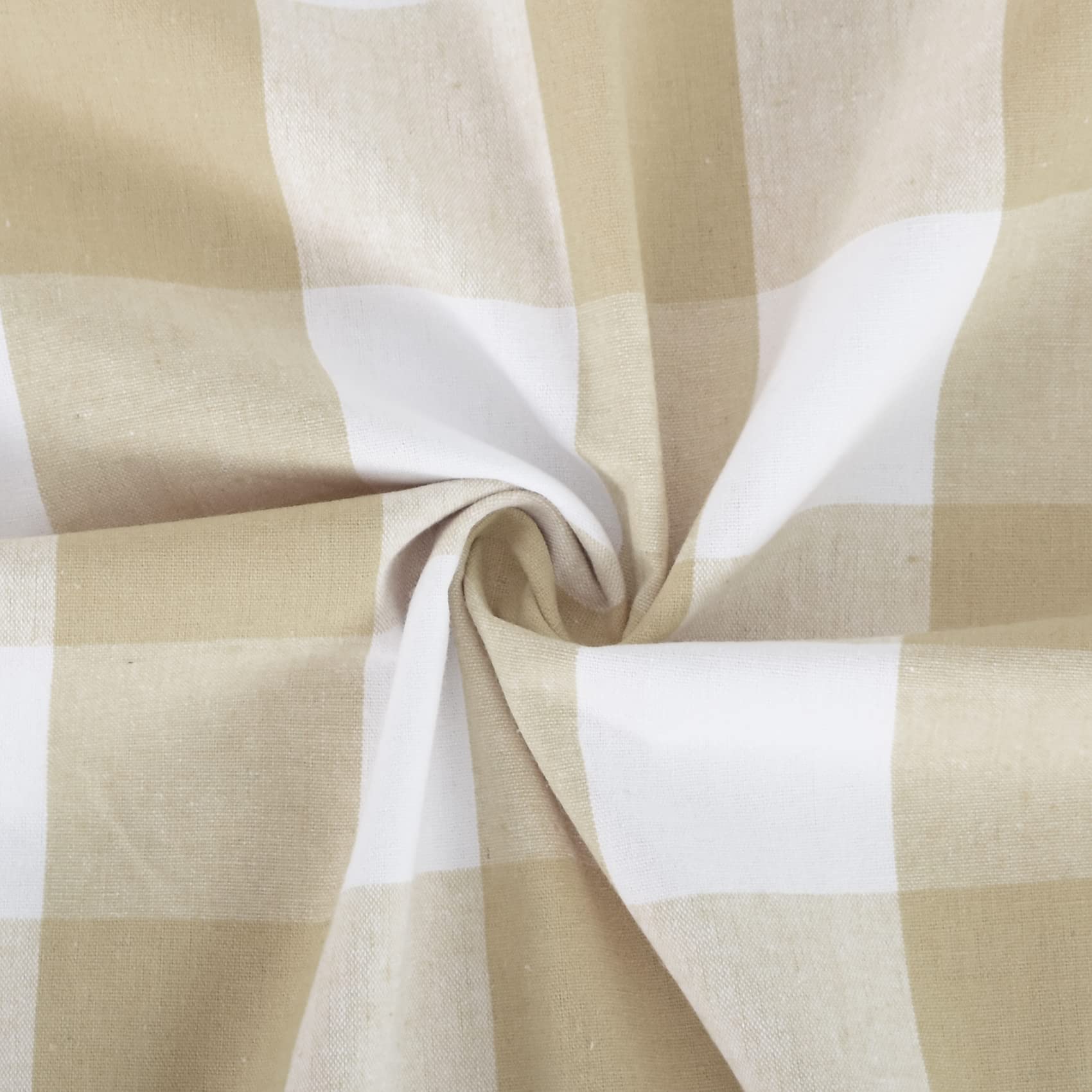 Buffalo Check Curtains 84 Inch - Beige & White Gingham Plaid Window Drapes with Grommet Top (Set of 2 Panels) for Kitchen, Living Room, Bedroom & Basement - Blackout Thermal Insulated Window Treatments for Privacy & Light Control