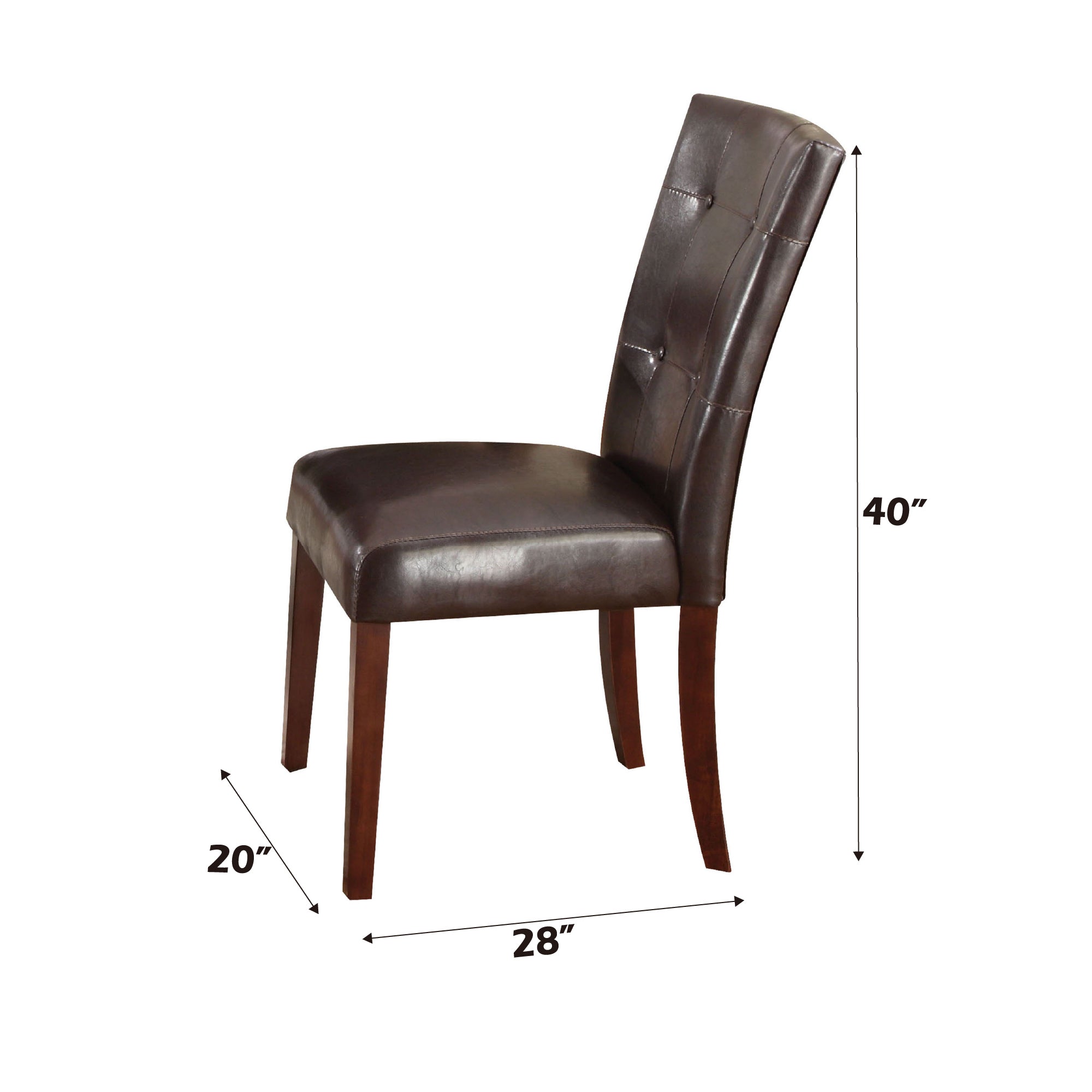 Britney Espresso Synthetic Leather & Walnut Finish Side Chairs (Set of 2) - Modern Dining Room Chairs for Kitchen, Breakfast Nook, or Office Workspace