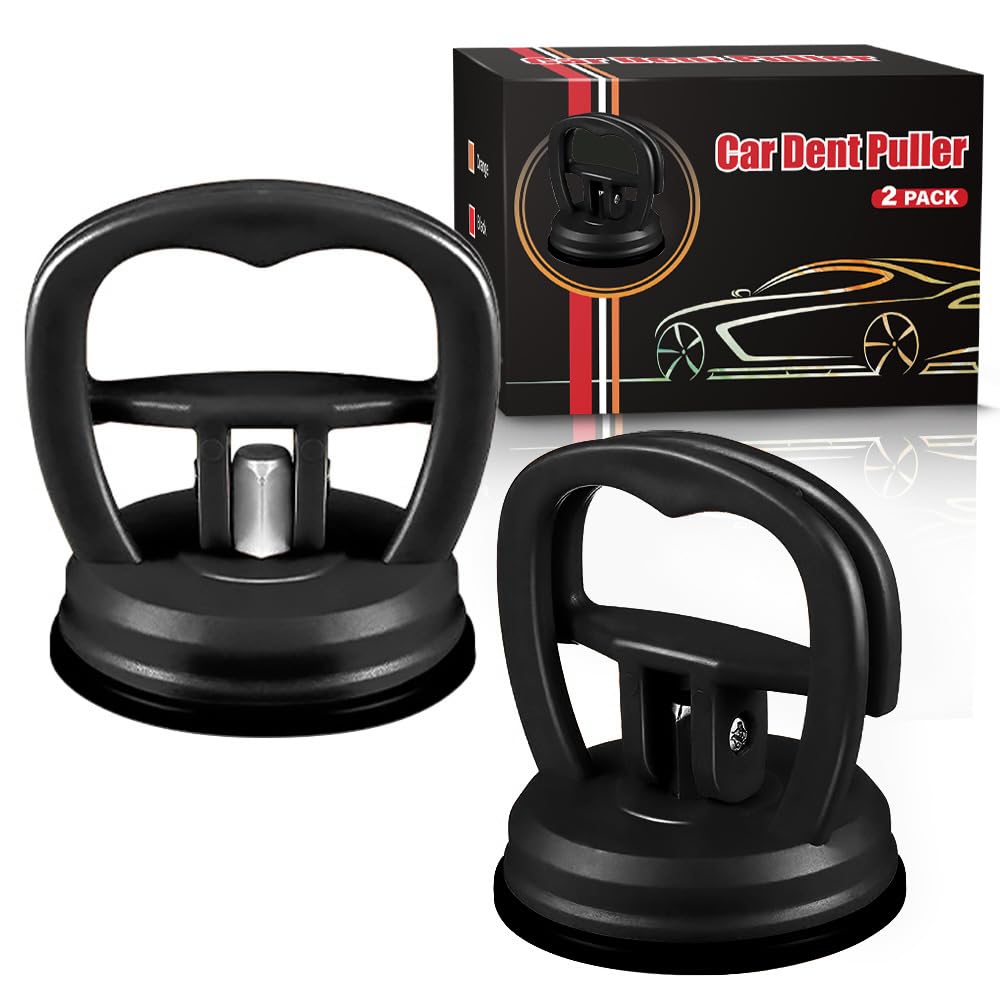 2PCS Car Dent Puller Kit - Professional Auto Dent Removal Tool for Car Body, Glass, Screen & Tile Repair | Portable Black Dent Repair Kit for DIY Auto Body Work & Home Improvement Projects
