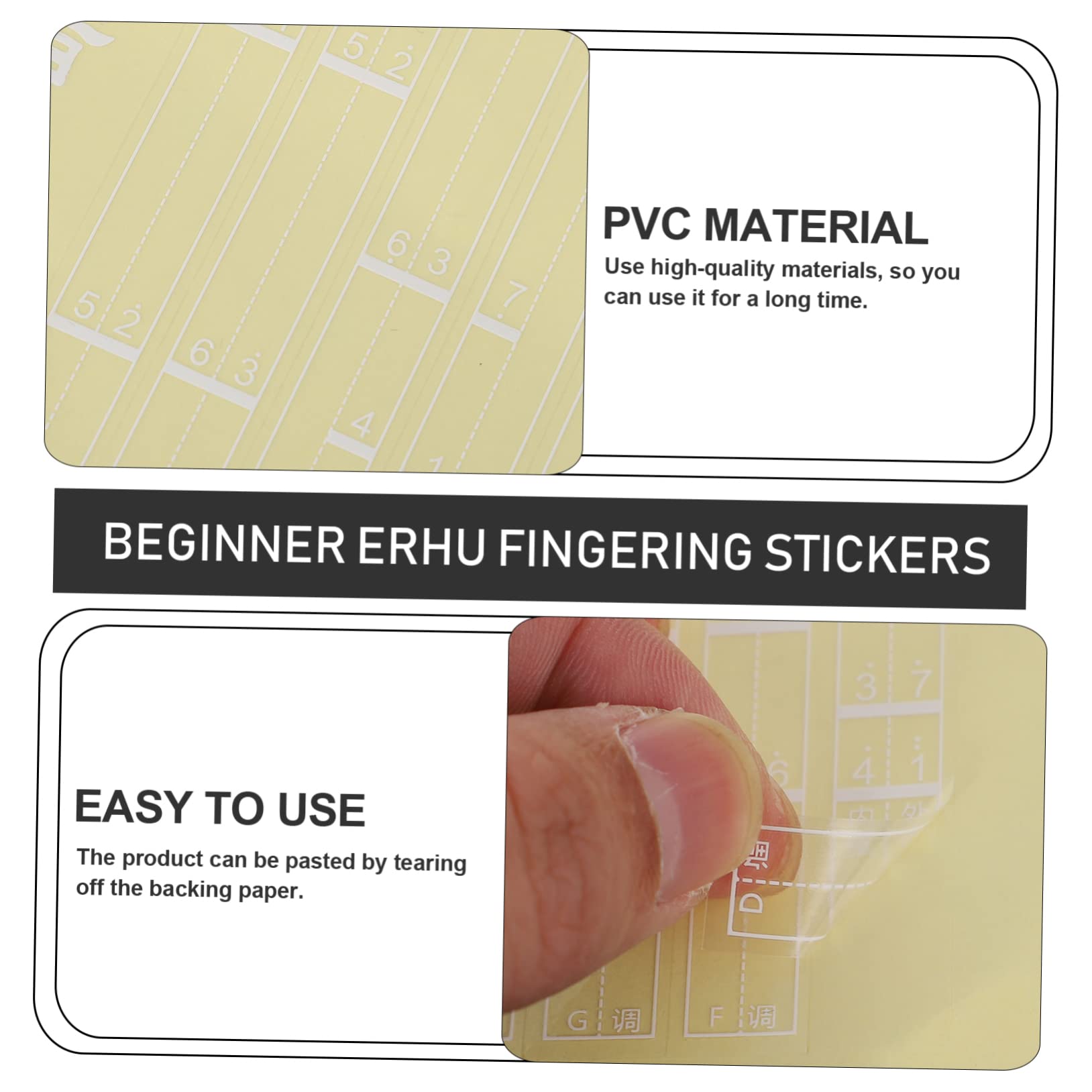 3pcs Erhu Fretboard Stickers for Beginners - Erhu Fingerboard Scale Phoneme Stickers Comparison - Perfect for Erhu Learning, Practice & Performance Accessories