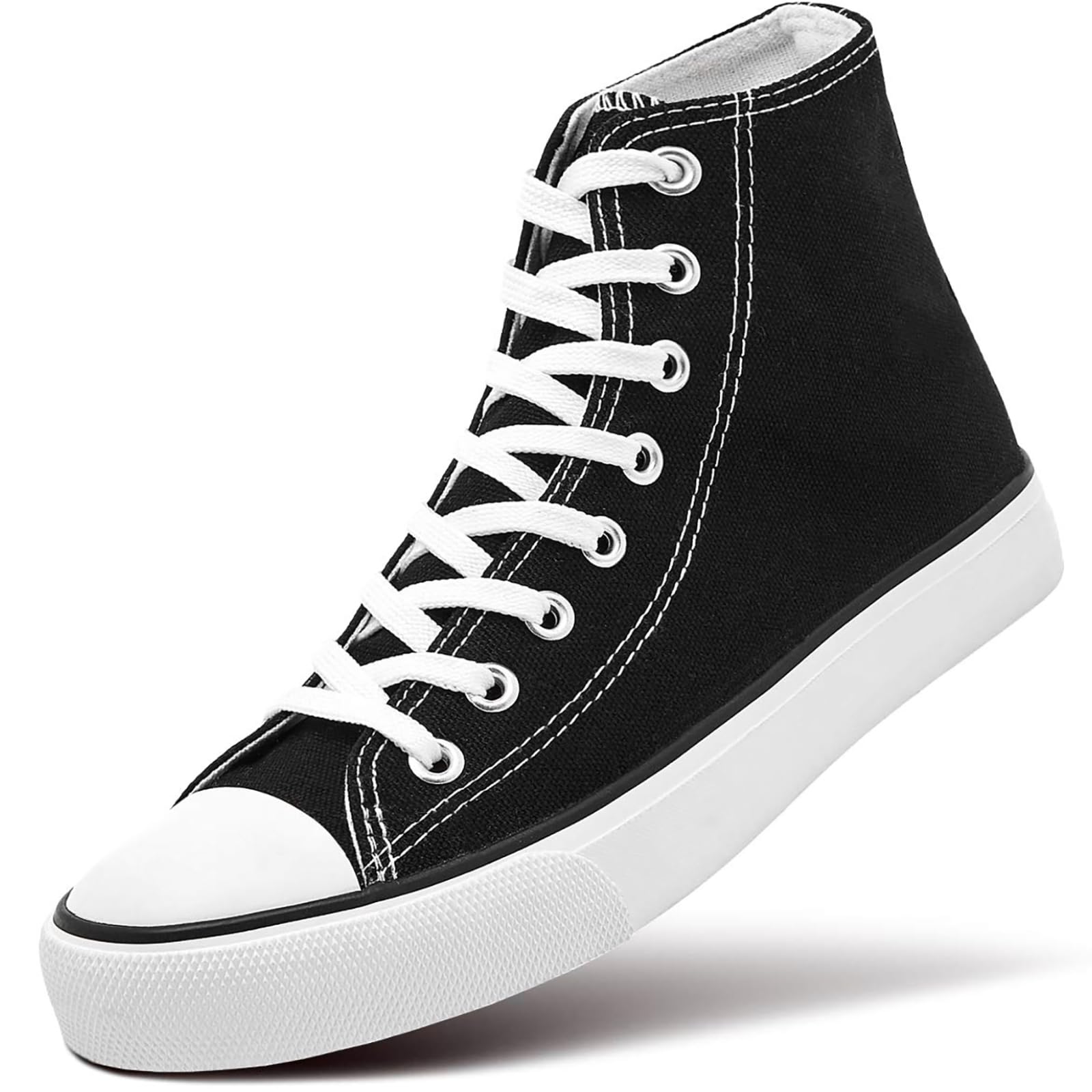 Women's High Top Canvas Sneakers - Comfortable Lace Up Casual Walking Shoes for Women - Perfect for Everyday Wear, Gym, and Outdoor Activities