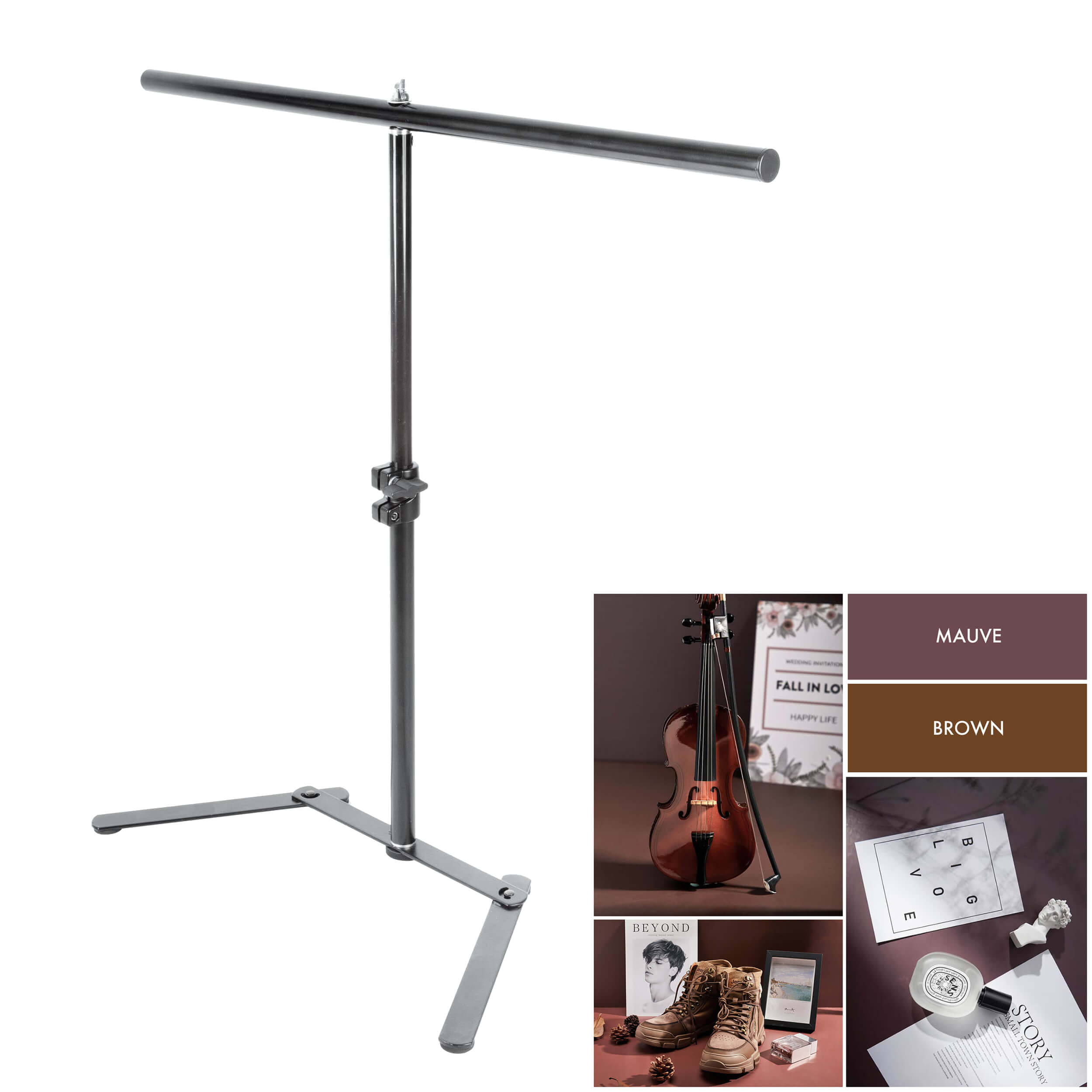 Dual Sided Photography Backdrop Paper with Adjustable Table Stand - Perfect for Product Photography, Food Blogging & E-commerce Listings