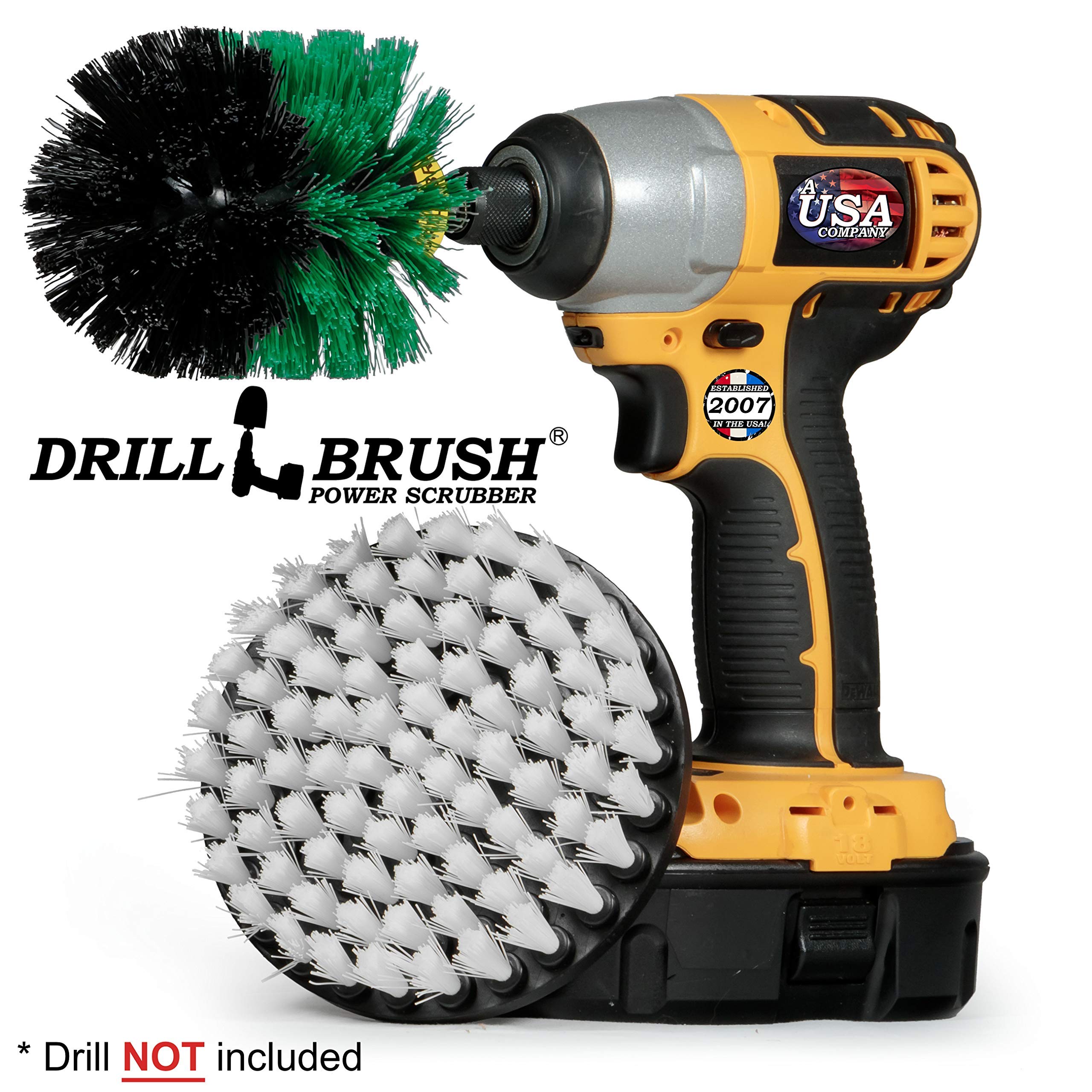 Drillbrush Power Rotary Scrubber - Bathroom, Shower, Tile, Carpet & Upholstery Cleaning Kit for Deep Cleaning | Perfect for Grout, Bathtubs, Floors & Auto Detailing