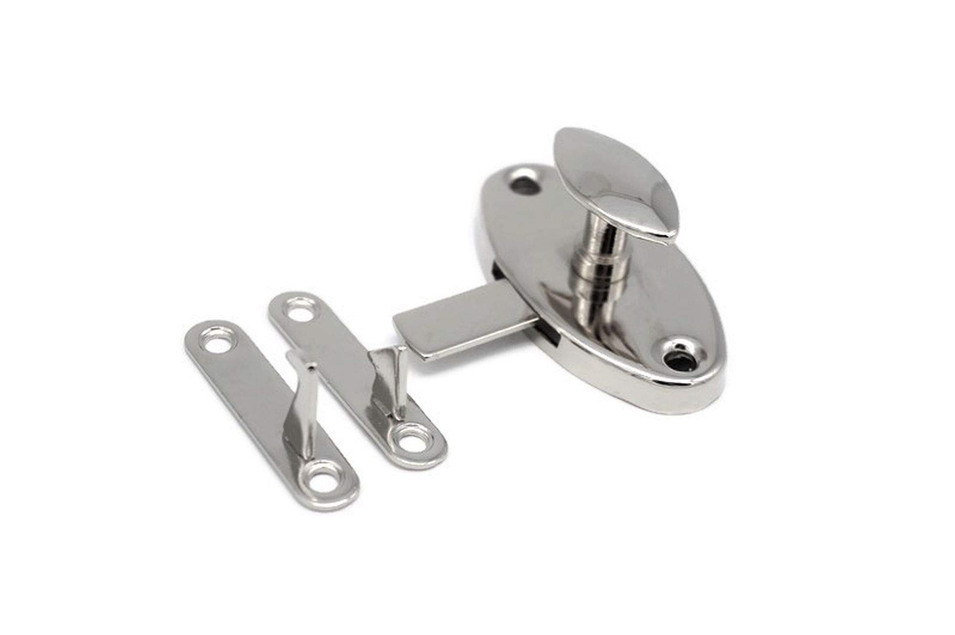 Vintage Hoosier Oval Cabinet Latch - Antique Style Polished Nickel Finish for Kitchen Cabinets, Furniture & Boat Doors - Rustic Home Decor & Marine Hardware Upgrade