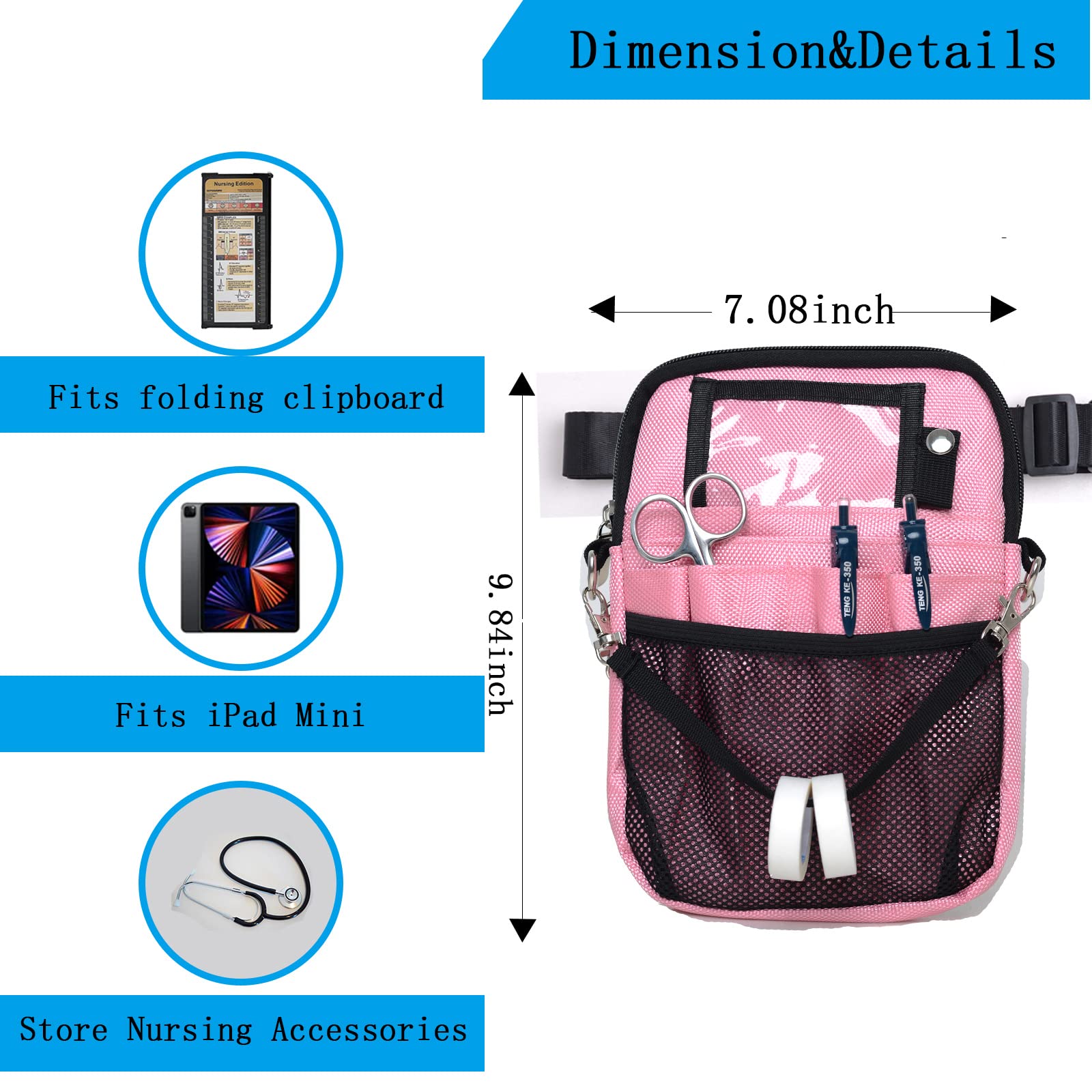 Nurse Fanny Pack - Medical Utility Waist Bag for Nurses, RNs & Vets - Durable Work Pouch with Multiple Pockets (Blue) - Perfect for Hospital Shifts, Vet Clinics & On-the-Go Healthcare Professionals