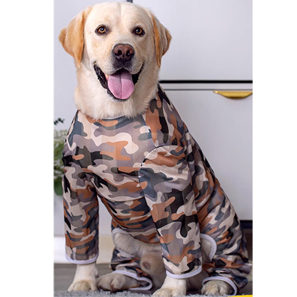 Large Dog Pajamas - Camouflage Cooling Dog Onesie with Sunscreen Protection | Anti-Hair Apparel for Medium & Large Dogs | Perfect for Outdoor Adventures, Lounging & Sun Protection