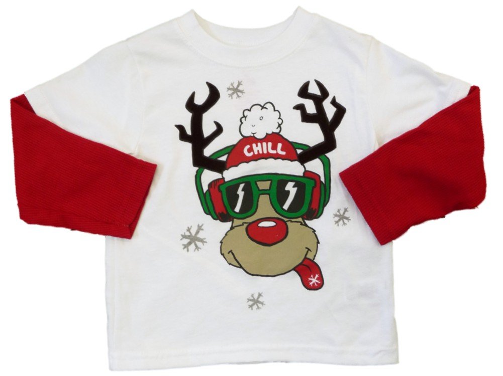 Walmart Infant Boys White Chill Reindeer Long Sleeve Christmas T-Shirt 24 Months - Perfect for Holiday Photos & Family Gatherings