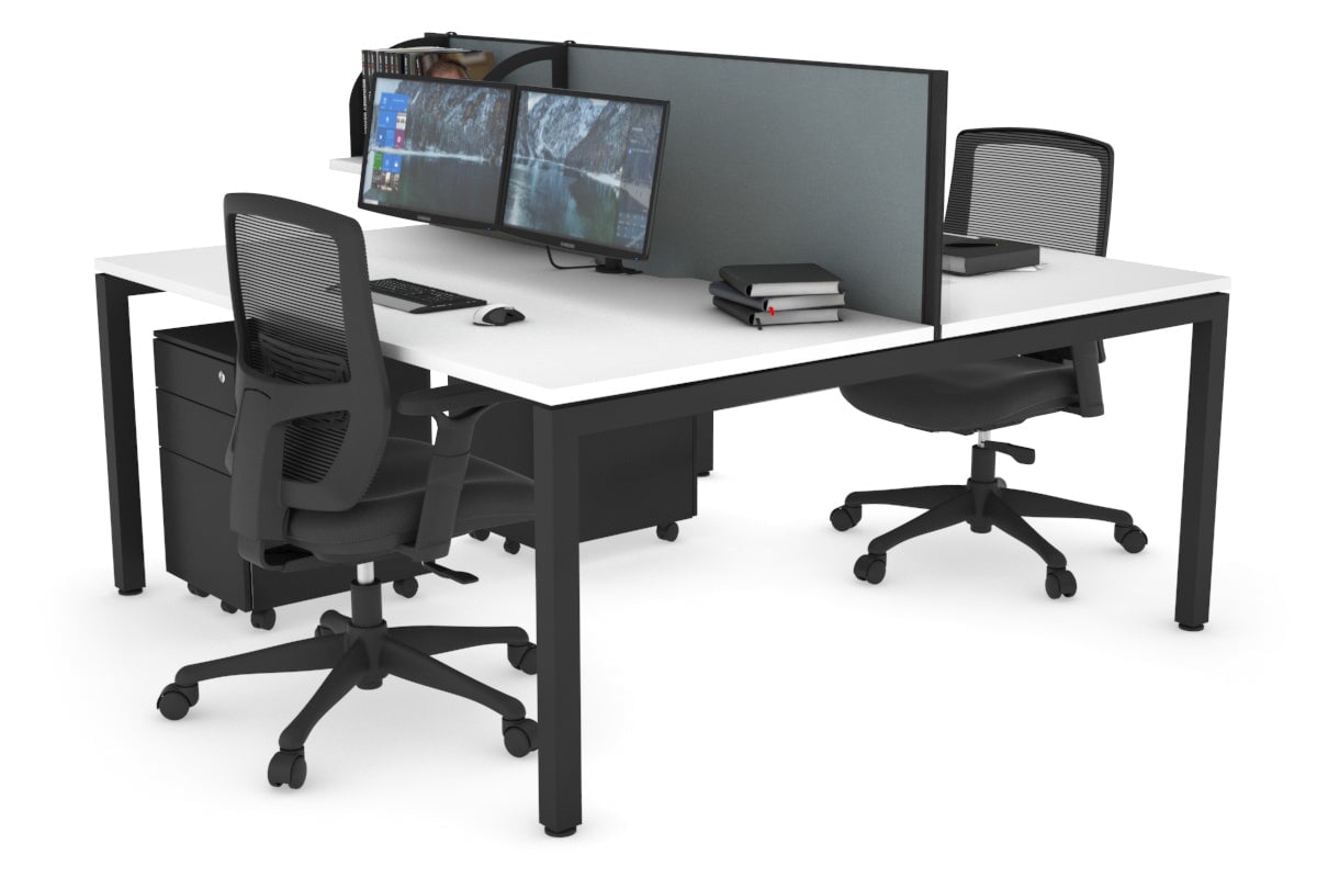 Quadro Square Legs 2 Person Office Workstation Desk - 1400L x 800W with Cable Management Scallop - Perfect for Shared Workspaces & Home Offices