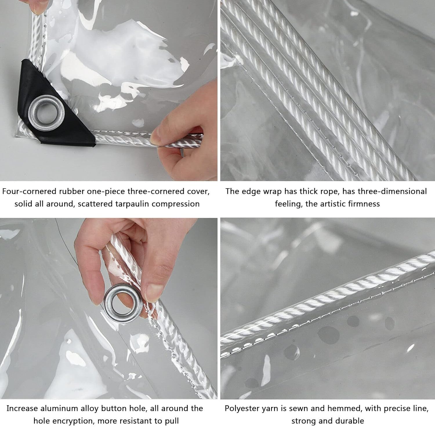 Heavy Duty Clear PVC Tarpaulin - 8' x 12' Transparent Waterproof Tarp with Reinforced Grommets & Ropes | Dustproof, Windproof Cover for Greenhouse, Patio, Garden, Pavilion, Chicken Coop, Porch & Outdoor Use | Perfect for Camping, Construction, Vehicle Protection & Emergency Shelter