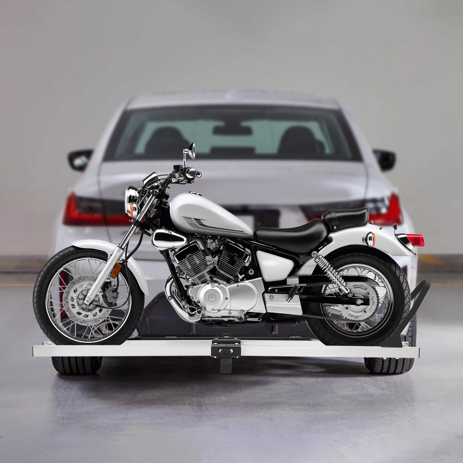 Aluminum Motorcycle Hitch Carrier 400lbs - Folding Bike Rack for Dirt Bikes & Loading Ramp - Perfect for Off-Road Adventures