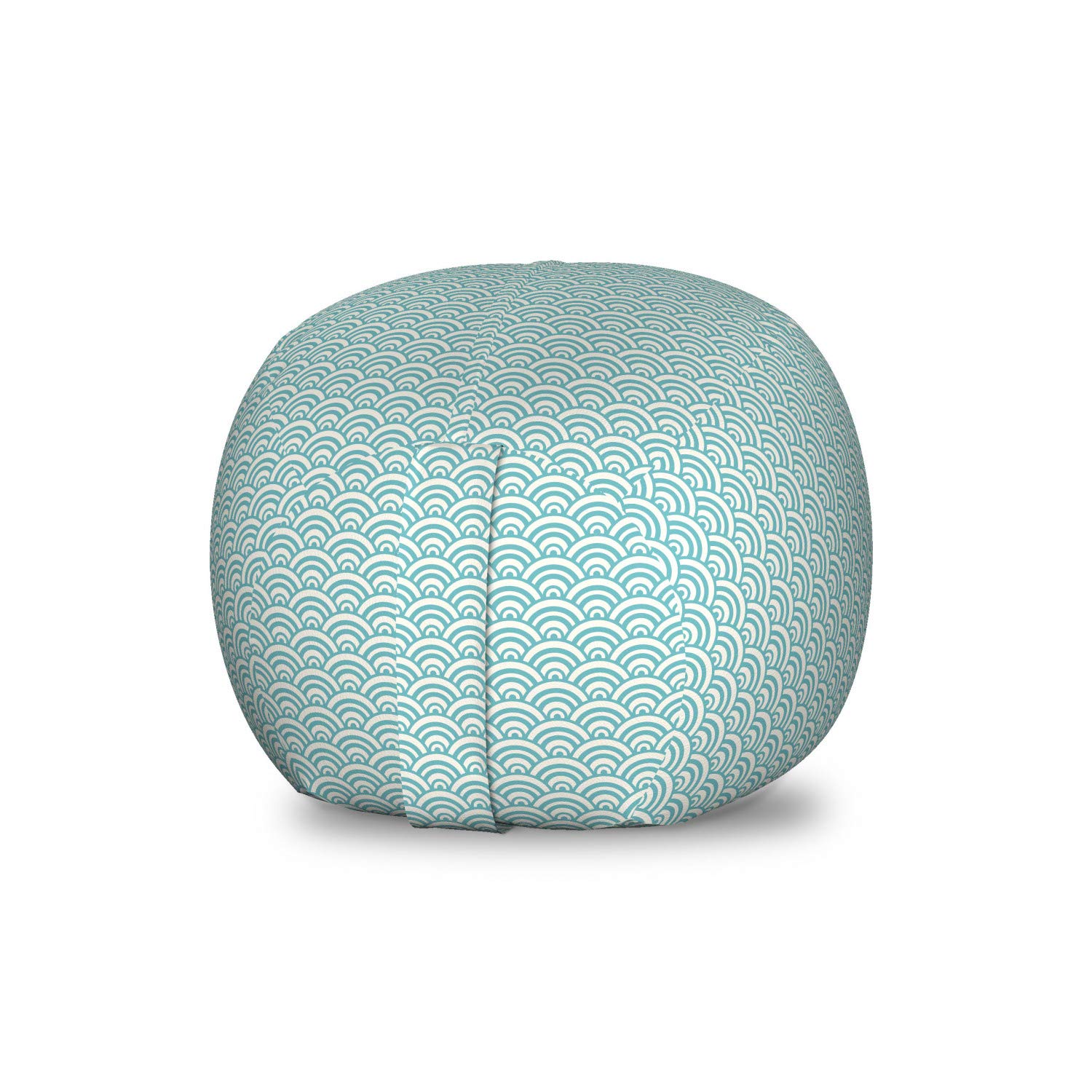 Ambesonne Aqua Storage Toy Bag Chair - Waterproof Washable Stuffed Animal Organizer with Curvy Lines & Bubble Design, Small Size in Sky Blue & White - Perfect for Kids' Room, Beach Trips, and Water Sports Season