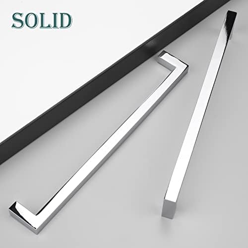 GobeKOR 50 Pack Polished Chrome Square Cabinet Pulls - 7-1/2 Inch Hole Centers, Solid Dresser Drawer Handles for Kitchen Cabinets, Wardrobes & Furniture (Durable & Stylish Hardware for Home Renovation)