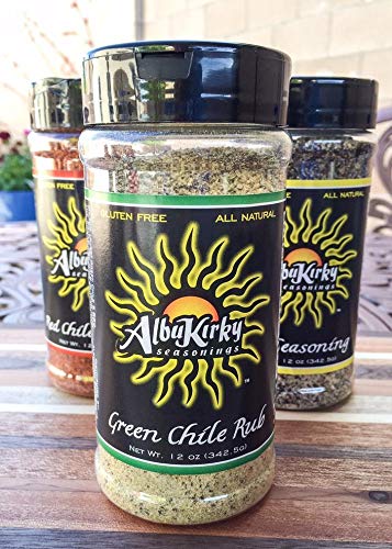 AlbuKirky Green Chile Seasoning Rub - Hatch Chile Spice Blend - Gluten Free, No MSG, All Natural - 12 oz for Grilling, BBQ & Mexican Cooking