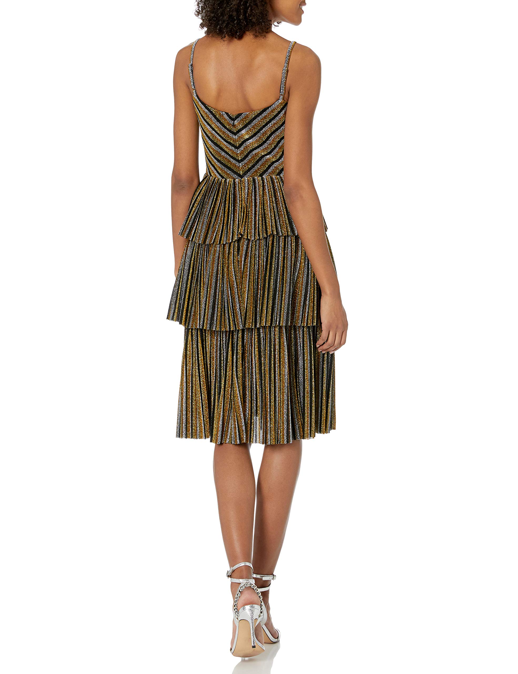 Dress the Population Women's Kathy Fit & Flare Tiered Midi Dress - Elegant Party & Wedding Guest Dress for Special Occasions