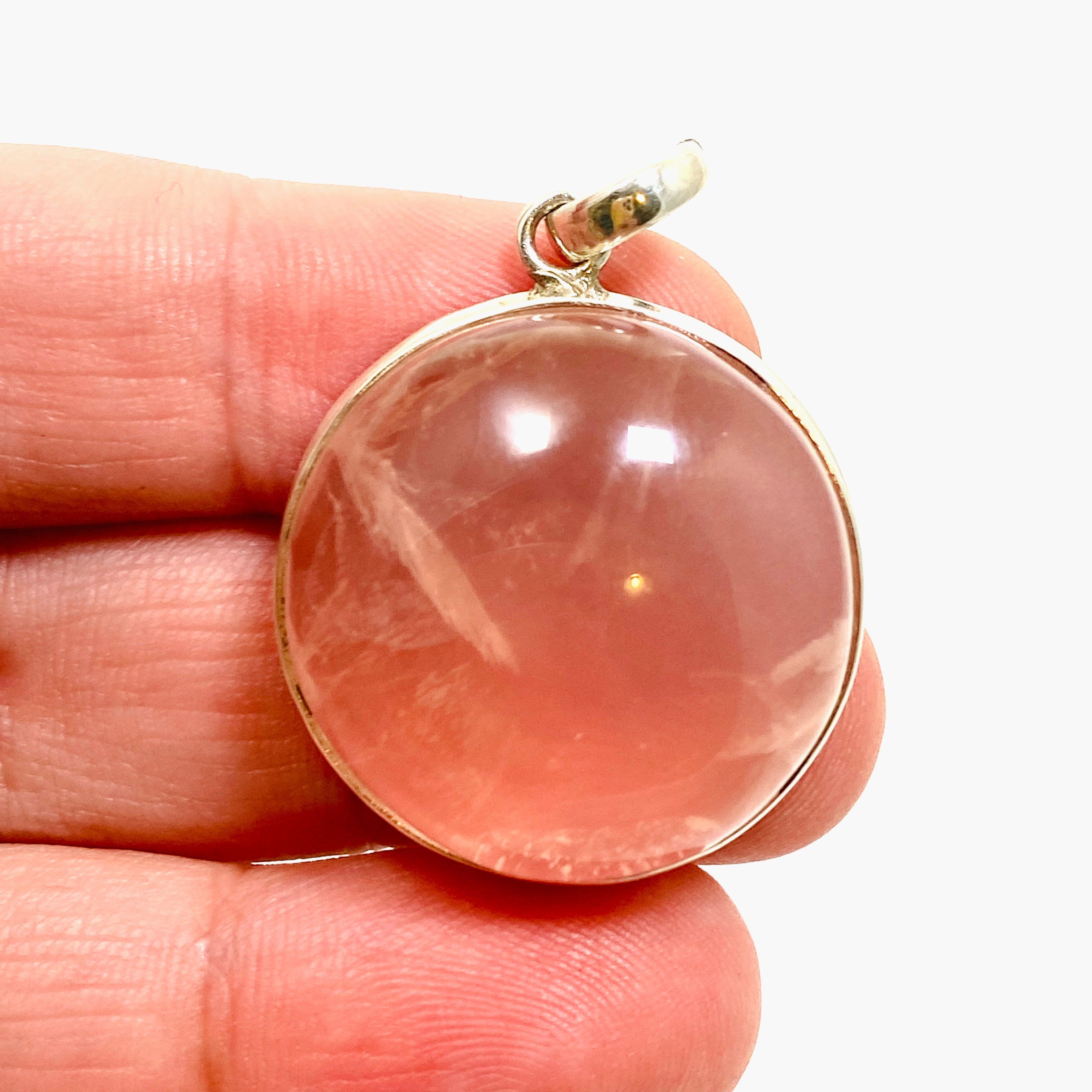Natural Rose Quartz Round Cabochon Pendant - 15mm Healing Crystal Jewelry for Necklace Making, Meditation & Spiritual Gifts