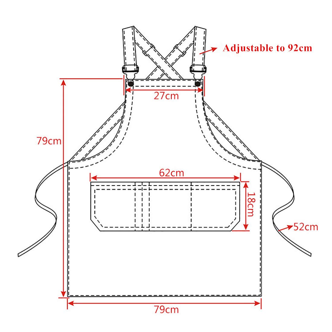 Premium Denim Chef Apron for Cooking & Baking - Adjustable Strap with 2 Pockets - Ideal for BBQ, Grilling & Home Kitchen Use