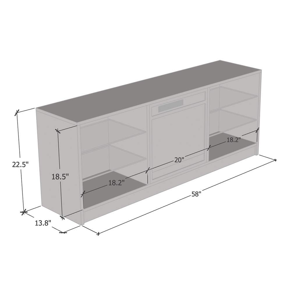 Modern Manhattan TV Stand with Electric Fireplace & Storage Cabinets - 65