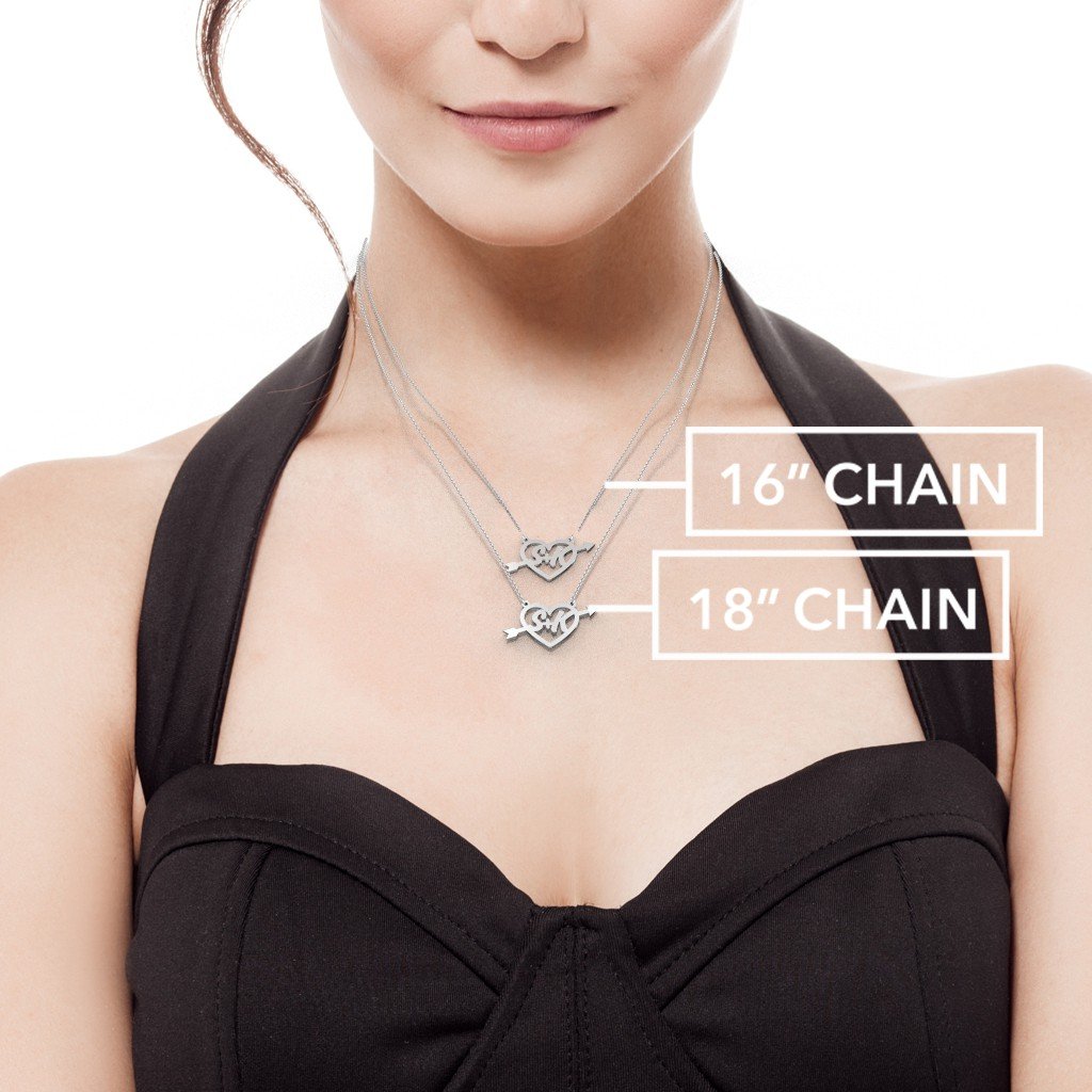 10K Gold Heart & Arrow Two Initial Necklace for Women - Personalized Custom Name Jewelry Gift for Her - Perfect for Valentine's Day, Anniversary & Birthday