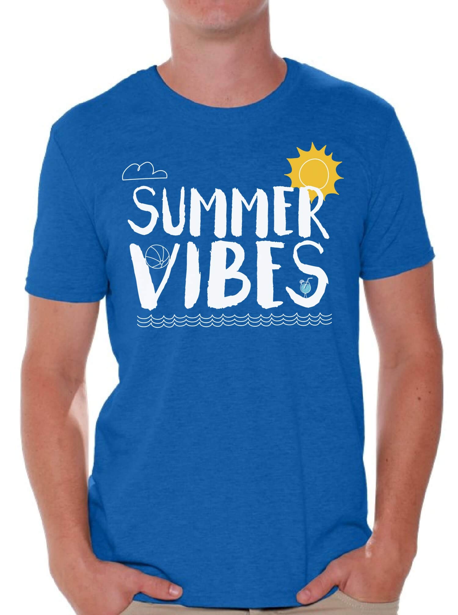 Awkward Styles Summer Vibes T-Shirt for Men | Cool Beach Party Shirt | Breathable Cotton Tee for Sunny Days, Vacations & Outdoor Activities