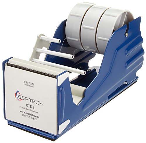 Bertech 3 Inch Wide Blue General-Purpose Tape Dispenser - Ideal for Office, Packaging, Shipping & Home Use