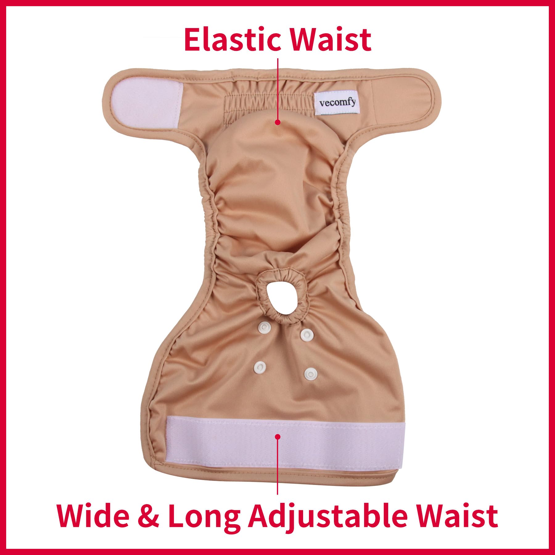Premium Washable Reusable Leakproof Dog Diapers for Small Female Dogs (3 Pack) - Snaps Closure Puppy Nappies for House Training, Travel & Incontinence Protection