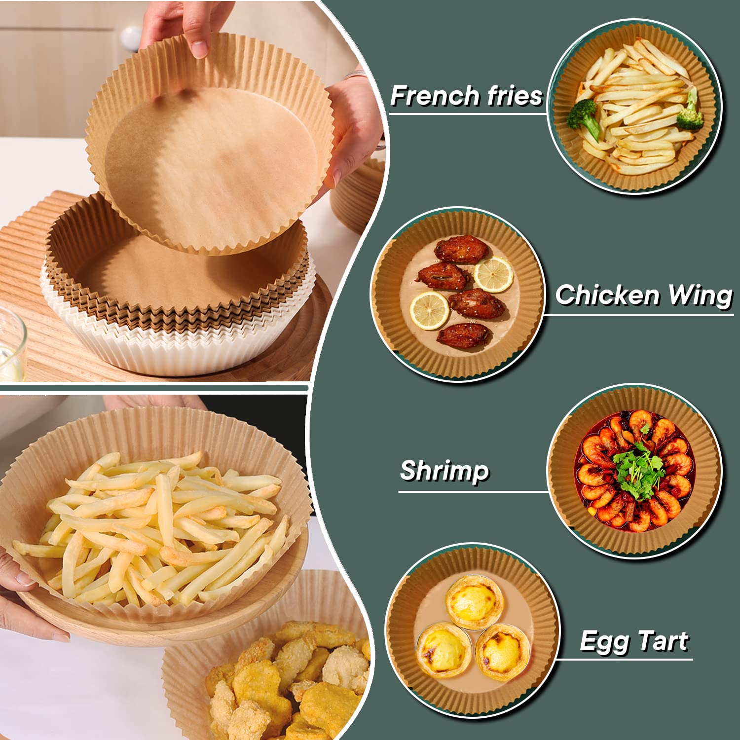100 PCS 6.3 Inch Air Fryer Liners Disposable - Unbleached Non-Stick Parchment Paper Sheets for Healthy Cooking | Perfect for Air Fryers, Baking, Roasting & Meal Prep | TikTok Viral Kitchen Must Have