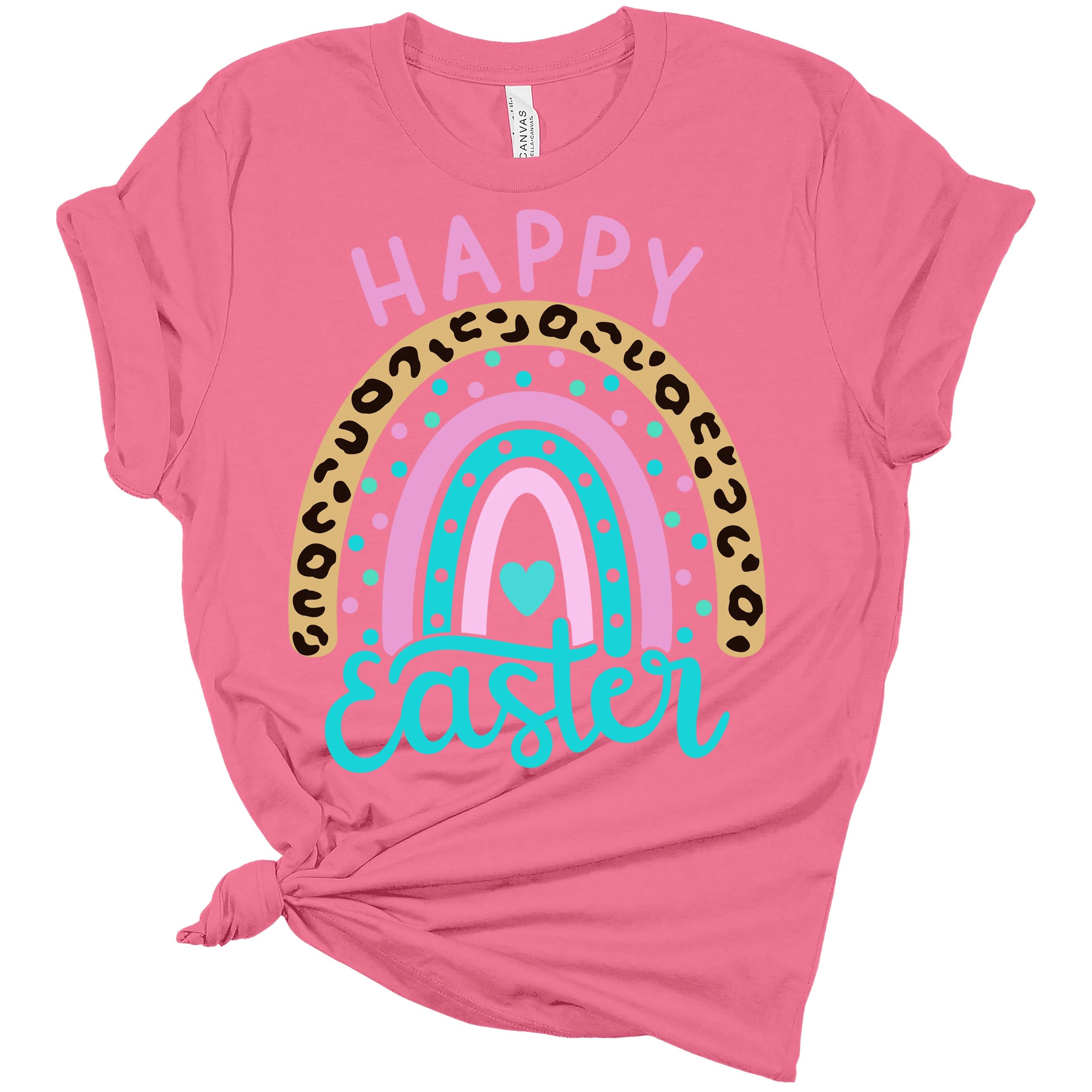 Funny Easter Leopard Graphic T-Shirt for Women - Cute Easter Tee for Party, Gifts & Casual Wear