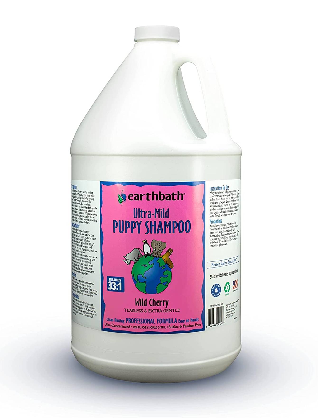 Earthbath Puppy Shampoo for Dogs - Gentle Tearless Puppy Shampoo with Natural Ingredients (16oz/1 Gallon) - Perfect for Bathing & Grooming Newborn Puppies & Sensitive Skin Dogs