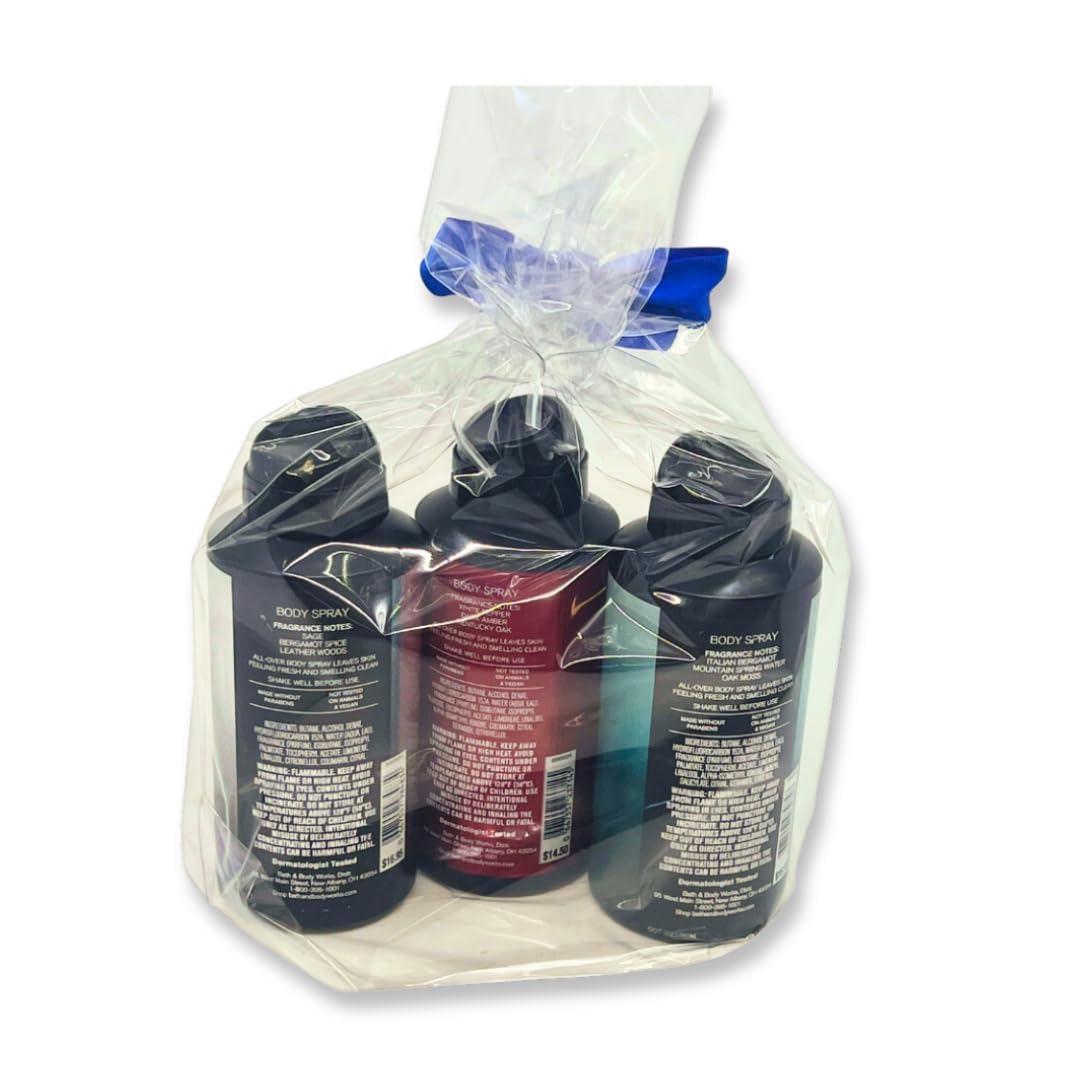 Bath and Body Works Holiday Gift Set - 3-Pack Deodorizing Body Spray (Graphite, Bourbon & Freshwater) 3.7oz Each - Perfect for Christmas Gifts, Stocking Stuffers & Self-Care