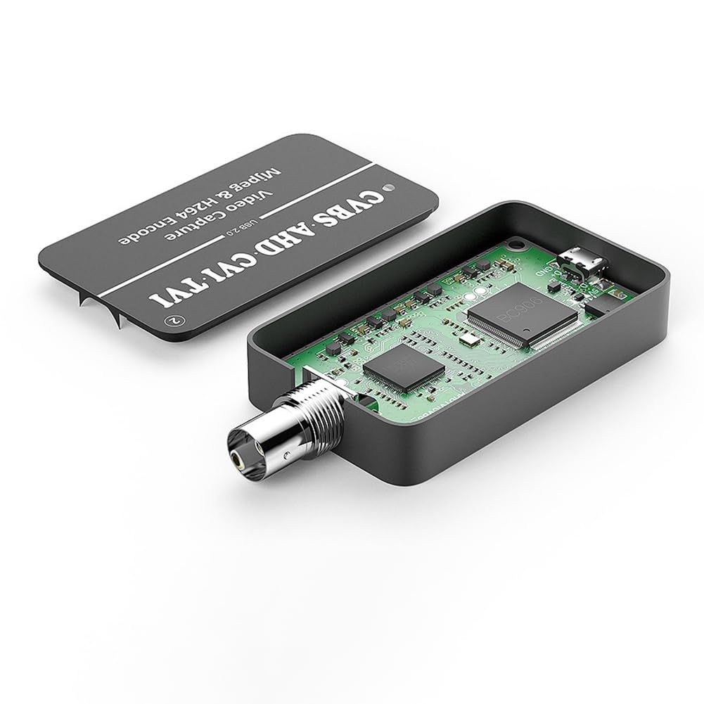 Otueidnsy LCC261 1080P CVBS to USB Video Capture Card - Black Aluminum Alloy Converter for AHD/CVI/TVI to USB UVC | Live Streaming, Security Monitoring, Video Recording