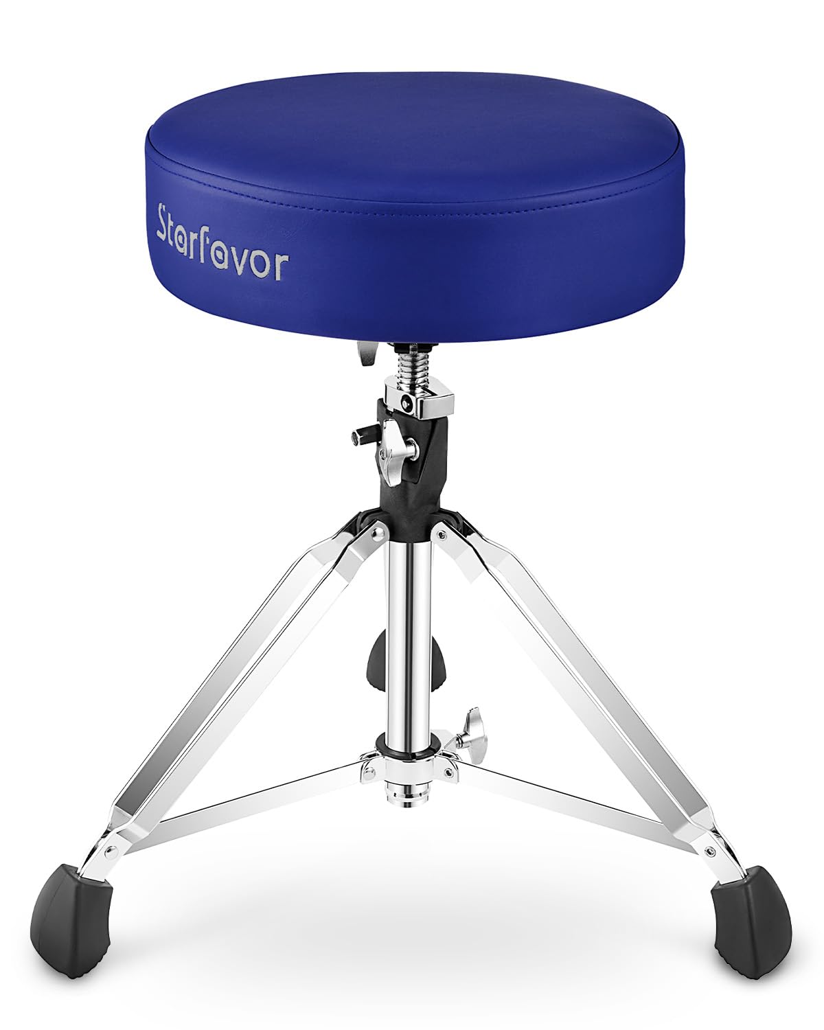 Starfavor Adjustable Drum Throne - Padded Rotatable Drum Stool with Double Braced Anti-Slip Feet - ST-650 Stone (Crimson/Blue) - Perfect for Drummers, Music Practice & Live Performances
