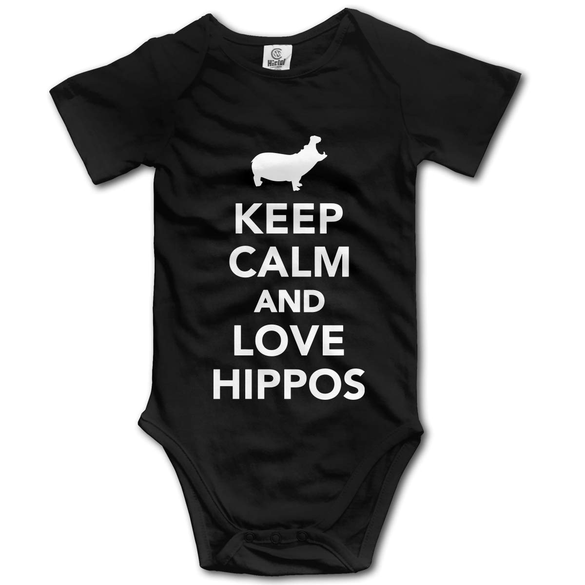 Keep Calm and Love Hippos Cute Baby Bodysuit - Soft Cotton Short Sleeve Romper for Infants (Black) | Perfect for Playtime, Photo Shoots & Everyday Wear