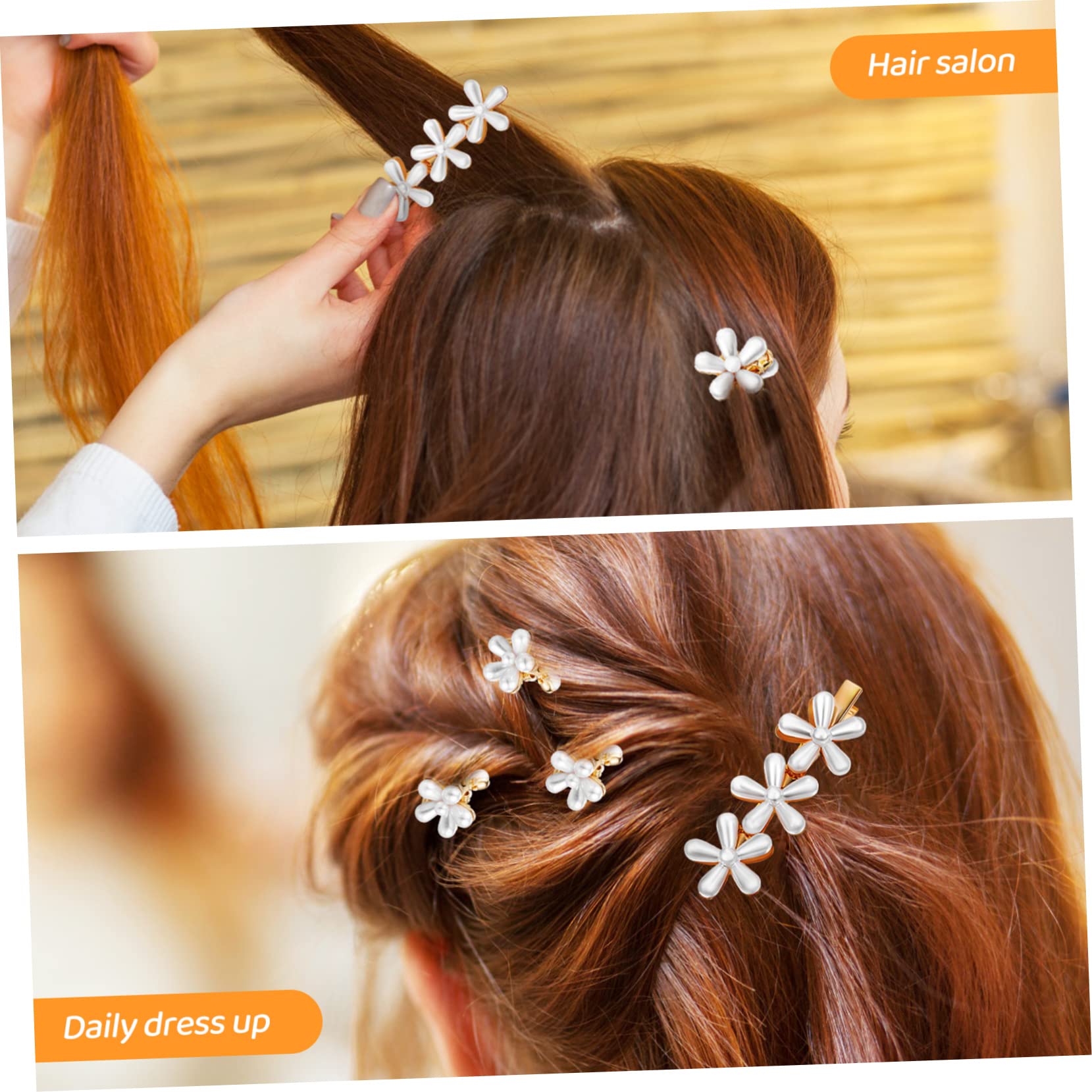 Minkissy Flower Shape Small Claw Hair Clips for Women & Girls - Set of 10 Pearl Floral Hair Clips for Styling, Parties, Weddings & Everyday Wear