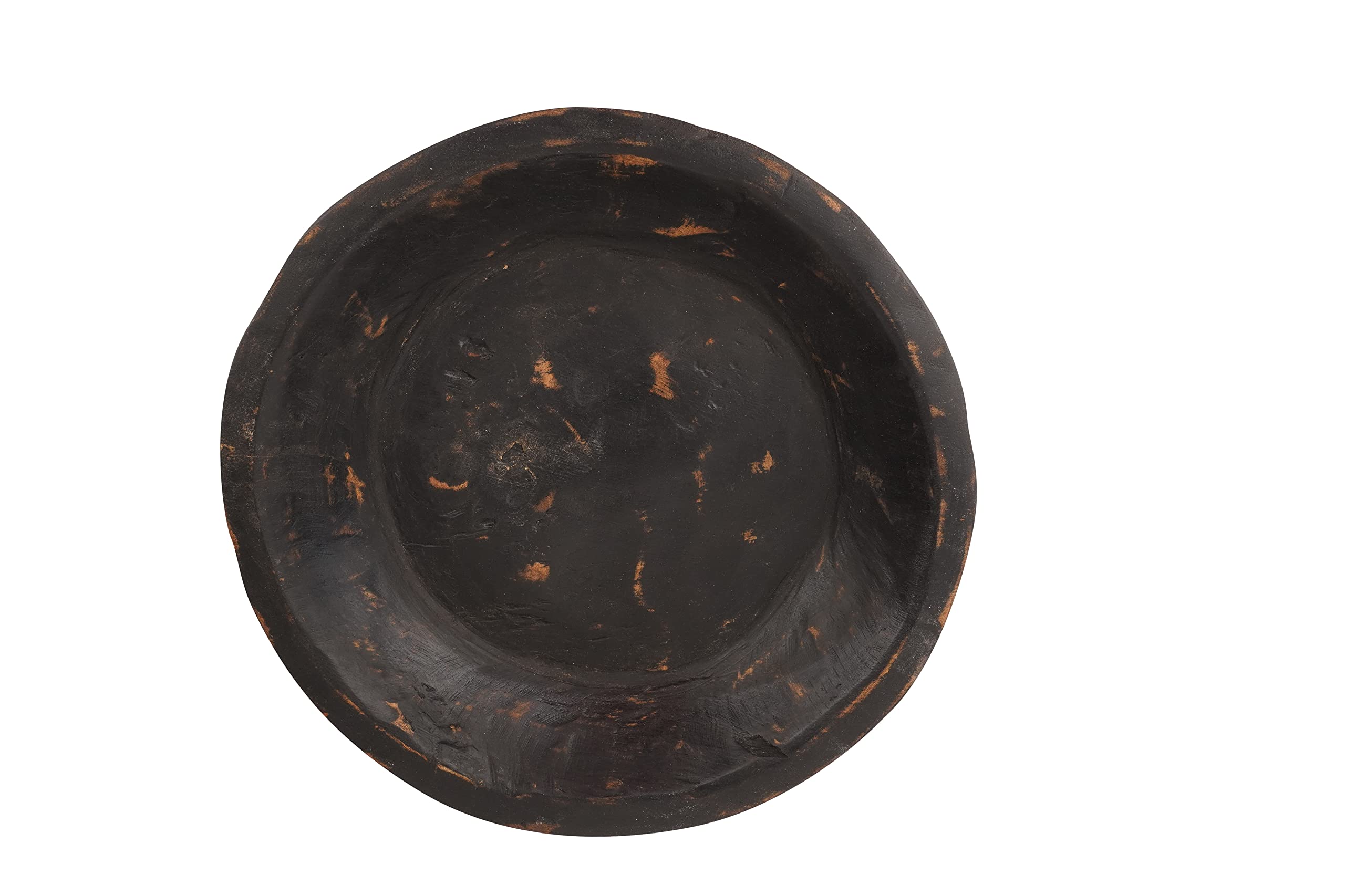 Rustic Round Wooden Dough Bowl - Handcrafted Black Batea for Bread Making, Charcuterie Board & Farmhouse Decor - Perfect for Baking, Serving and Home Centerpiece