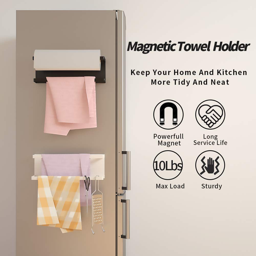 Magnetic Paper Towel Holder for Refrigerator - Strong Iron Kitchen Towel Bar & Multi-Functional Paper Rack - No Drill Installation for Kitchen, Bathroom, Toilet (Black, Medium) - Perfect for Hands-Free Cleaning & Space-Saving Organization