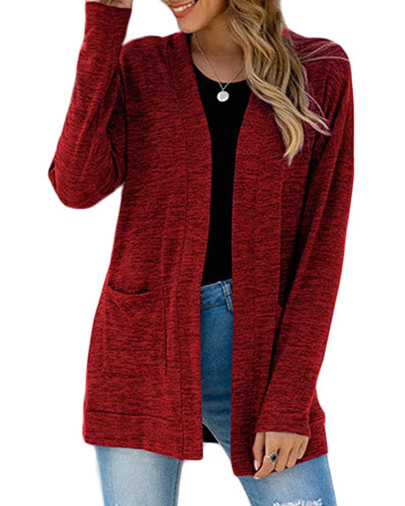 Trish Lucia Women's Open Front Cardigan Sweater - Loose Fit Casual Long Sleeve Cardigan with Pockets | Perfect for Office, Travel & Lounge Wear