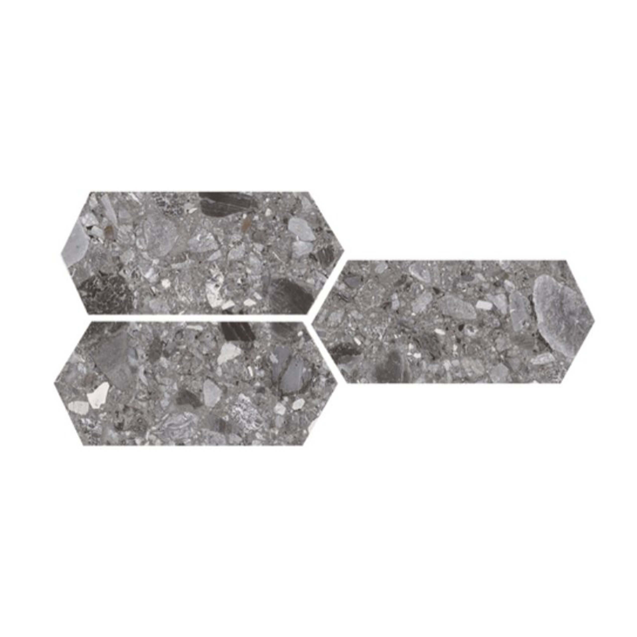 Premium Ceppo Stone Long Hexagon Tile 264x300mm - SurfaceTec Dark Finish | Durable Natural Stone for Kitchen Backsplash, Bathroom Walls & Flooring