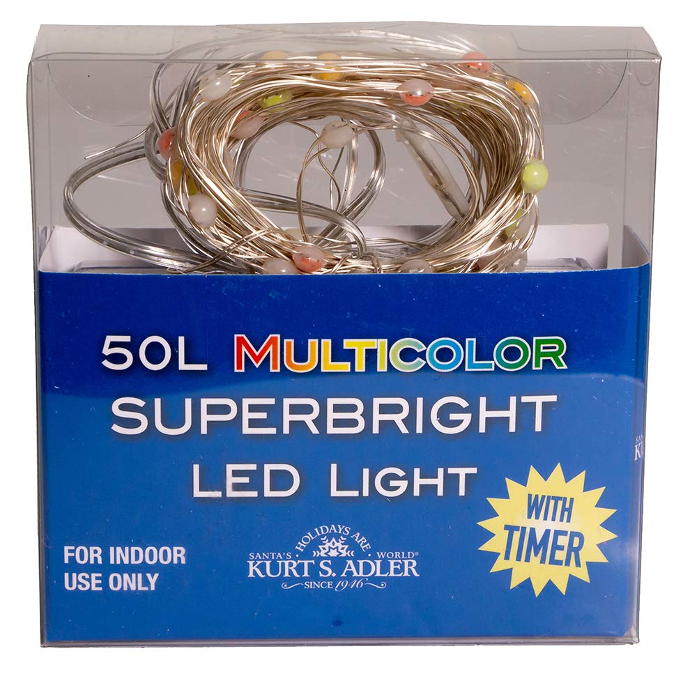 Kurt S. Adler BAT0301M Multicolor String Lights - 24ft 100 LED Fairy Lights for Indoor/Outdoor Christmas, Halloween, Party & Wedding Decorations
