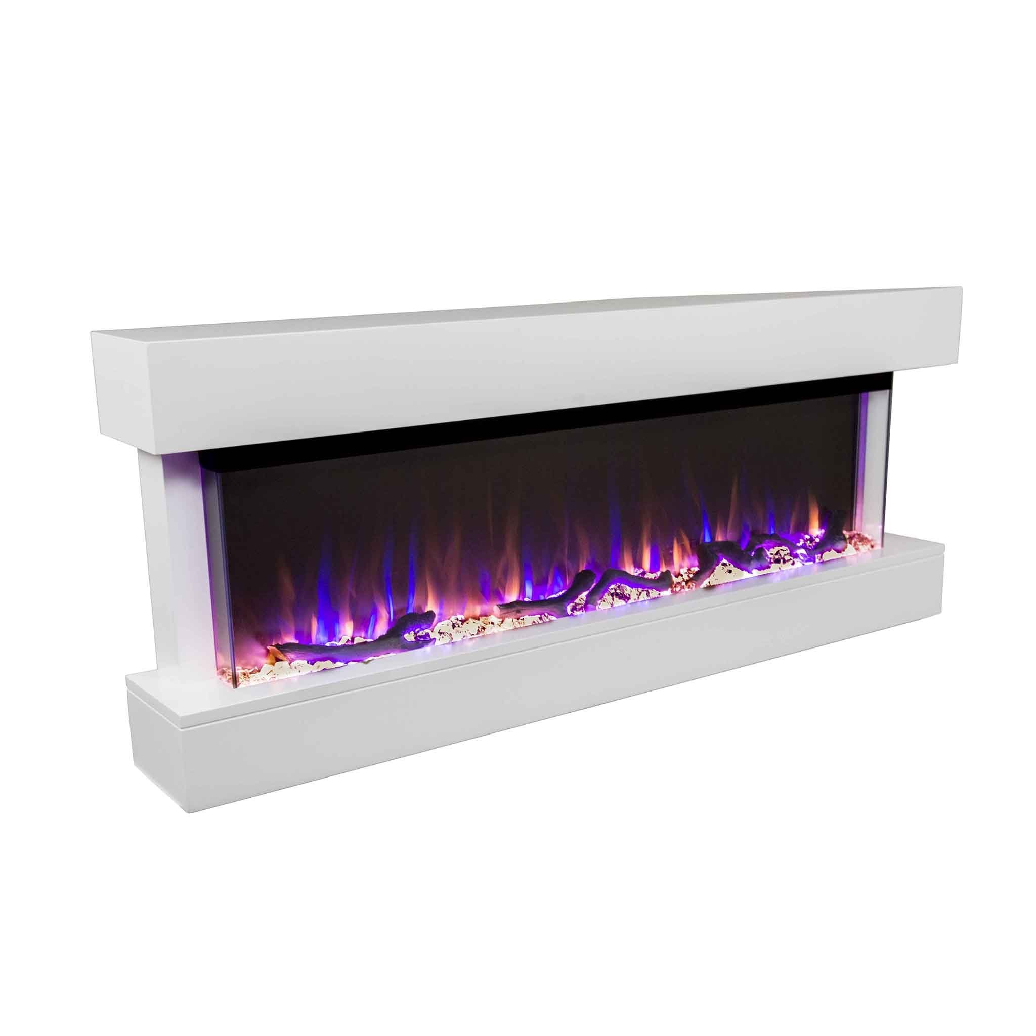 Chesmont 50 Inch White & Black Wall Mount Electric Fireplace - Reconditioned - Perfect for Living Room, Bedroom & Office Heating