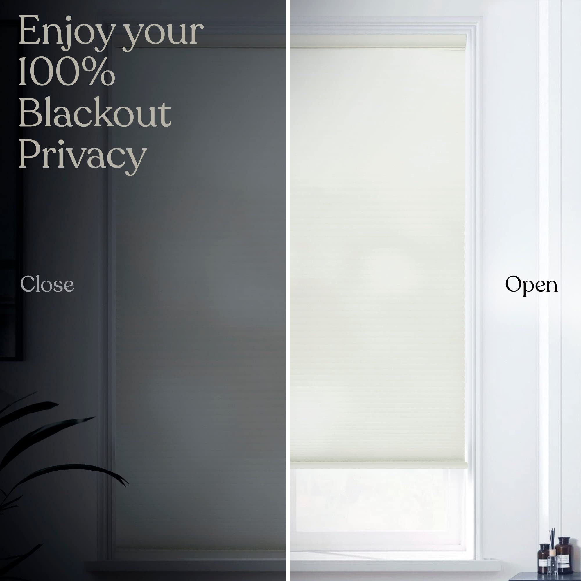 Premium Blackout Cellular Shades - Cordless Honeycomb Blinds with 1.5