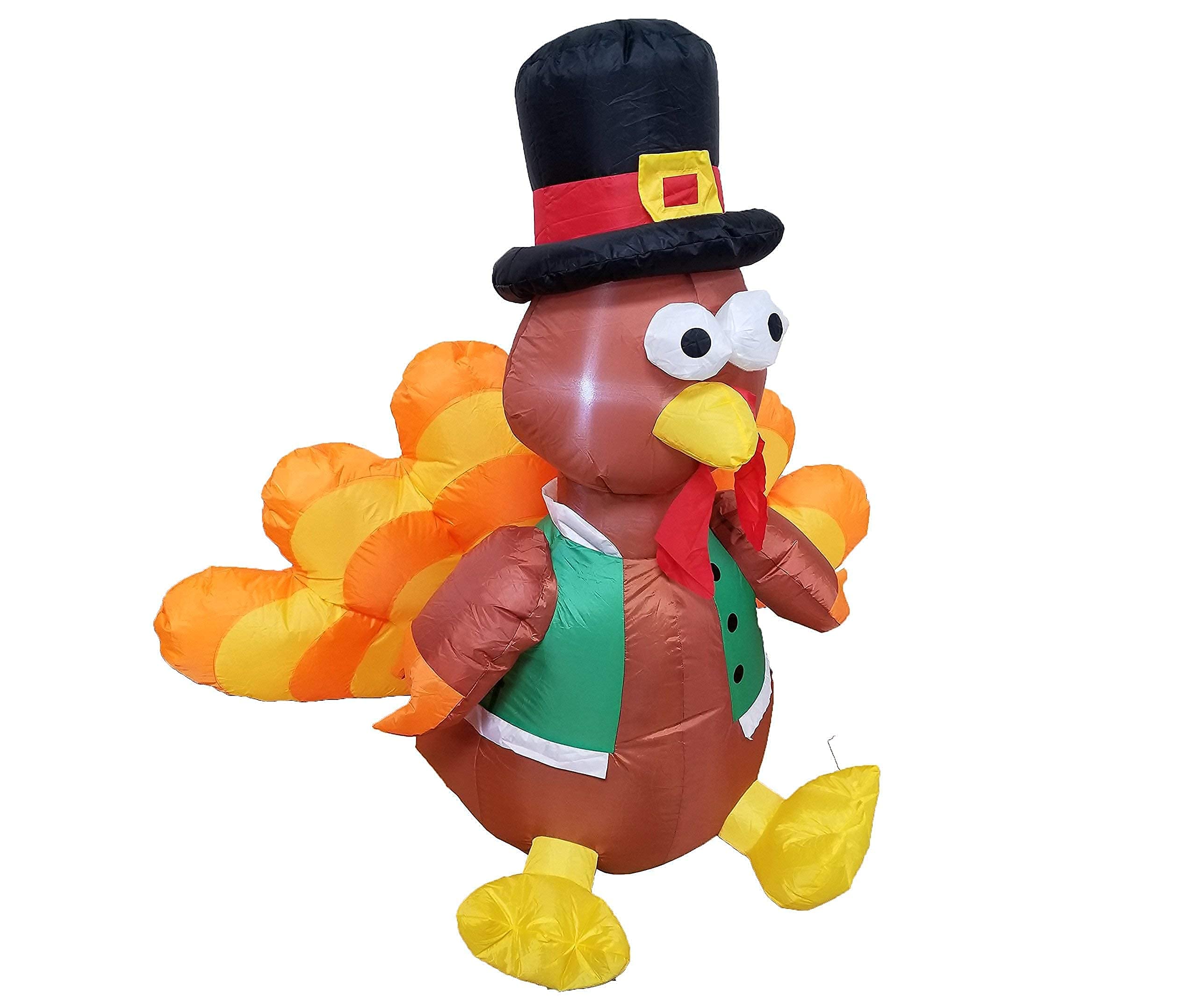 Thanksgiving Inflatable Decorations Set - 4FT Giant Inflatable Turkey with Pilgrim Hat & 6FT Tall Scarecrow with Pumpkin - Outdoor/Indoor LED Lighted Blow Up Decor for Yard, Porch, Party, Holiday Celebration