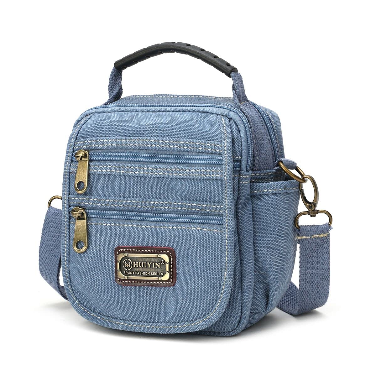 Men's Small Canvas Crossbody Phone Purse - Mini Messenger Waist Bag with Belt Strap - Perfect for Travel, Shopping & Everyday Use