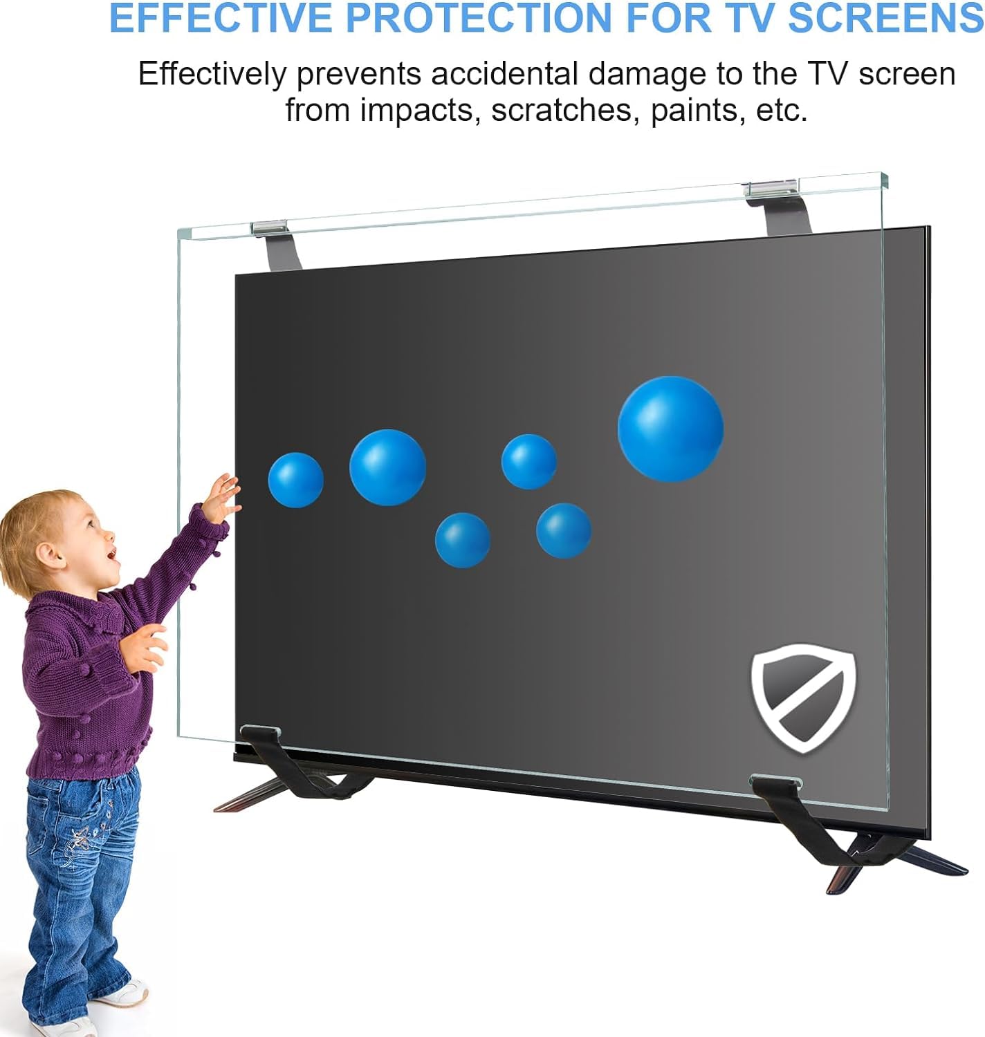 Qoosea 55 Inch TV Screen Protector - HD Clear Acrylic Protective Cover for Single/Dual-Point Support TVs, Wall Mount & Computer Monitor - Anti-Scratch, Anti-Glare Protection for Home Theater & Office Use