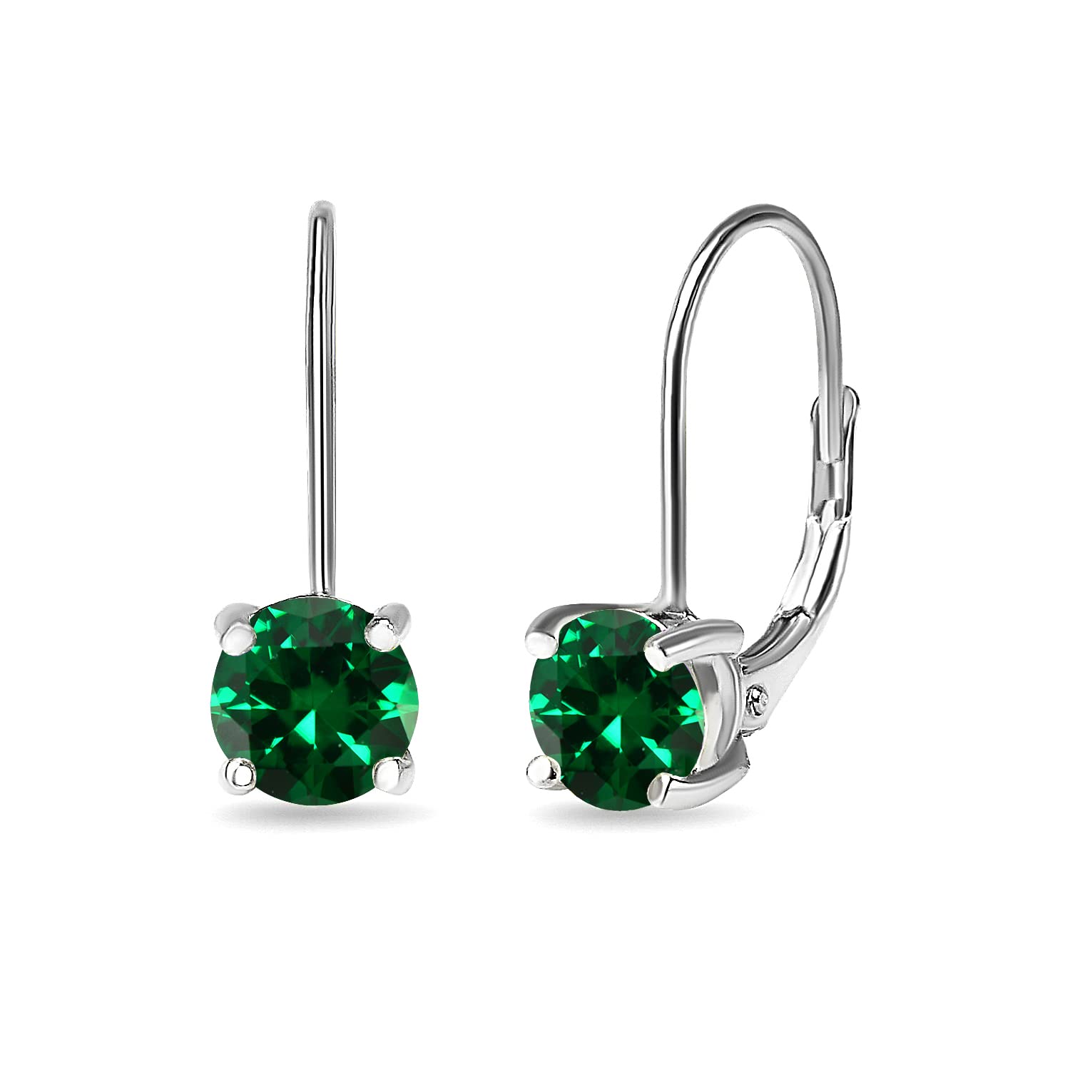 6mm Round Leverback Birthstone Earrings for Women – Genuine or Synthetic Gemstone Drop Dangle Earrings in Sterling Silver with Gold Flash | Perfect for Gifts, Parties & Everyday Wear