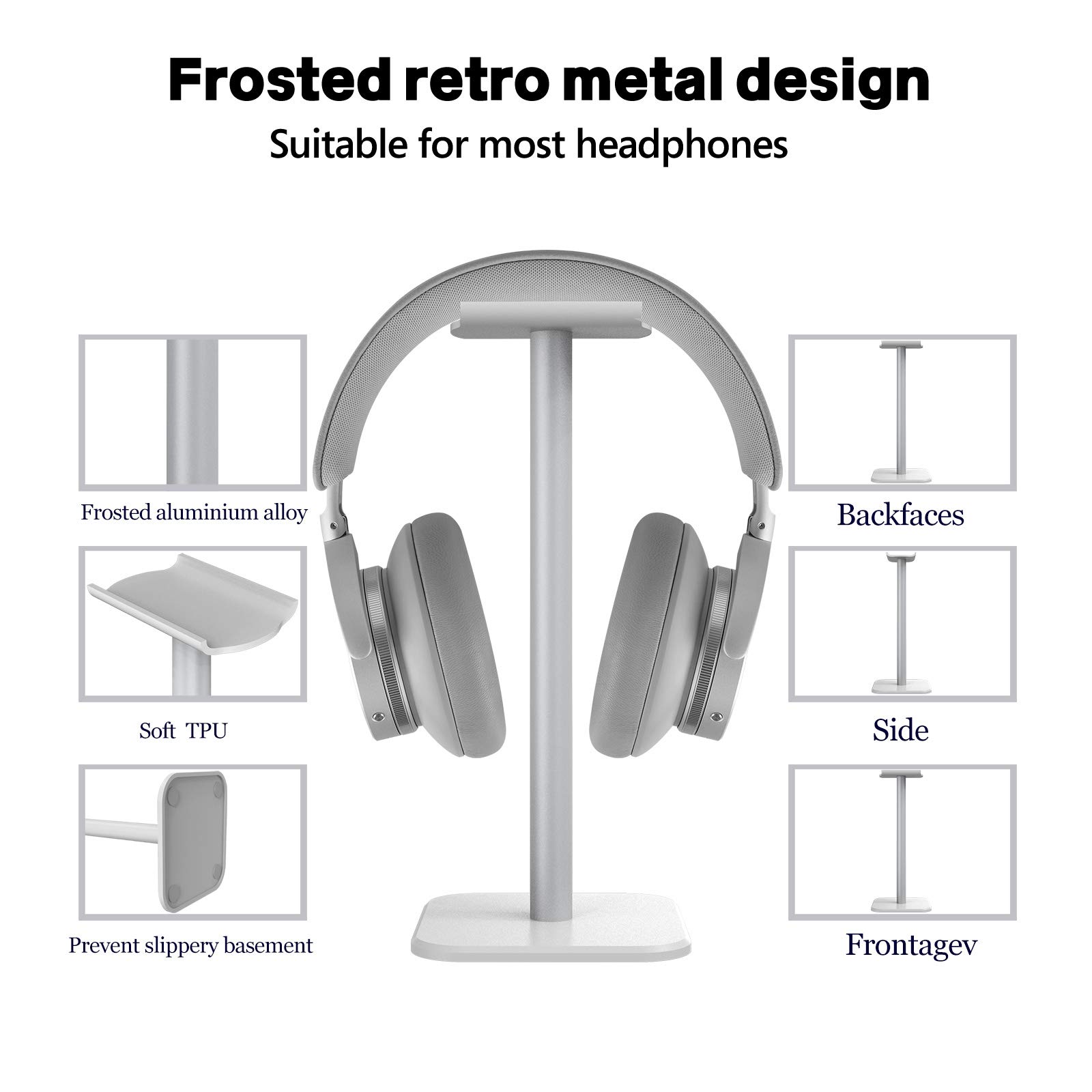 GEEKRIA Aluminum Alloy Headphone Stand - Heavy Base Gaming Headset Holder for Beats SoloPro, Bose QC35 - White | Perfect for Desk Display & Organized Workspace Setup
