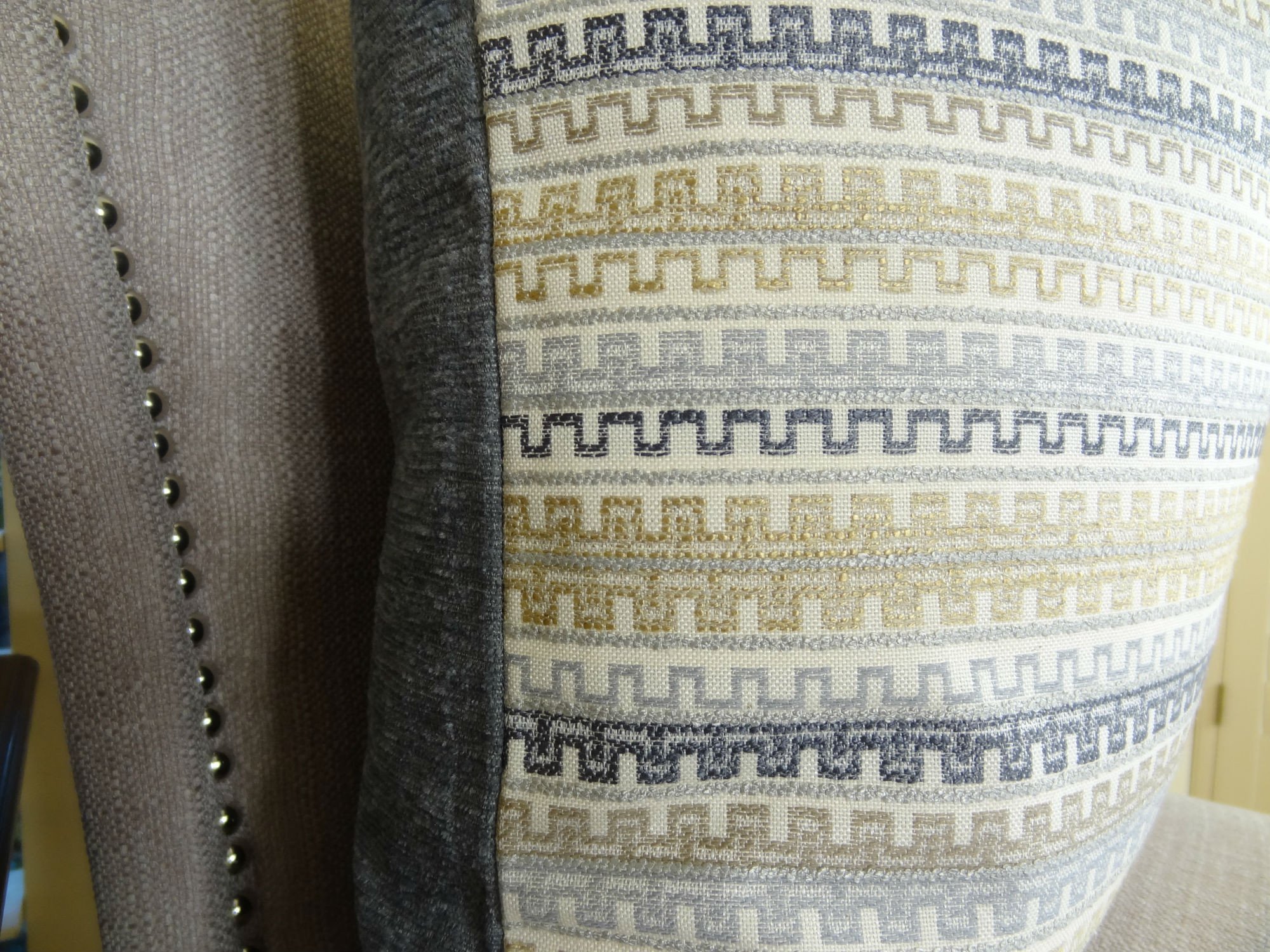 Decorative Throw Pillow - Blue Gray Chevron Geometric Pillow Cover - Handmade in USA - Perfect for Sofa, Bedroom & Living Room Decor