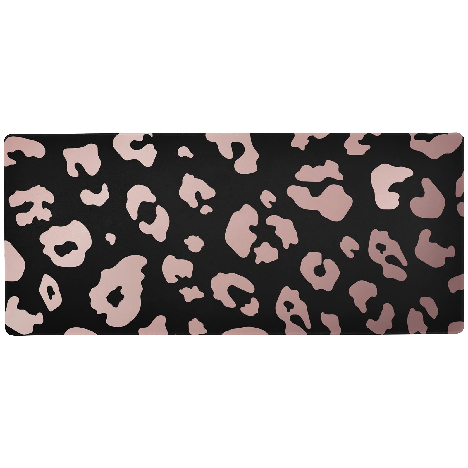 ALAZA Rose Gold Leopard Print Gaming Mouse Pad - Extra Large 35.4x15.7 Inch Non-Slip Rubber Base Mouse Mat for Computer, Laptop, Keyboard - Perfect for Home Office, Gaming Setup & Workstation