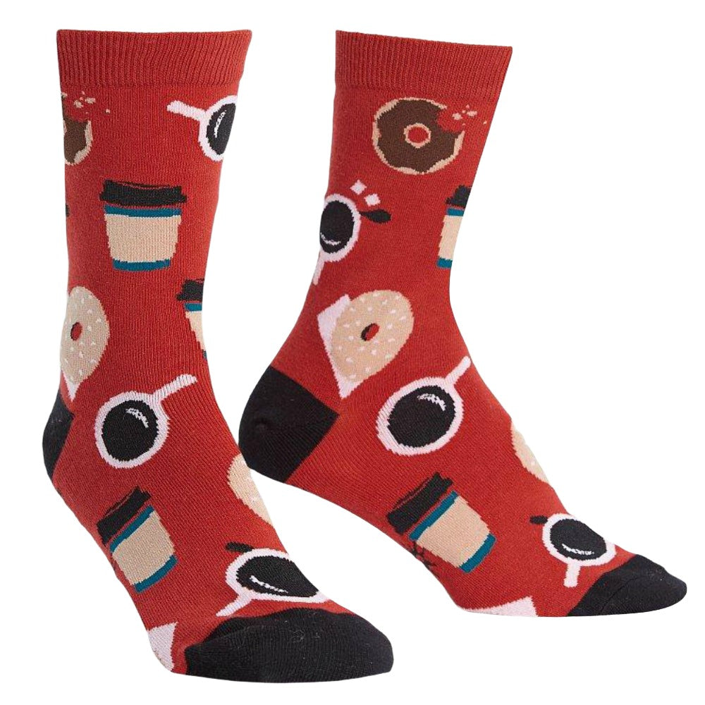 Fun & Comfortable Sock It To Me Crew Women's Socks - Coffee Break Design - Perfect for Work, Gym & Casual Wear
