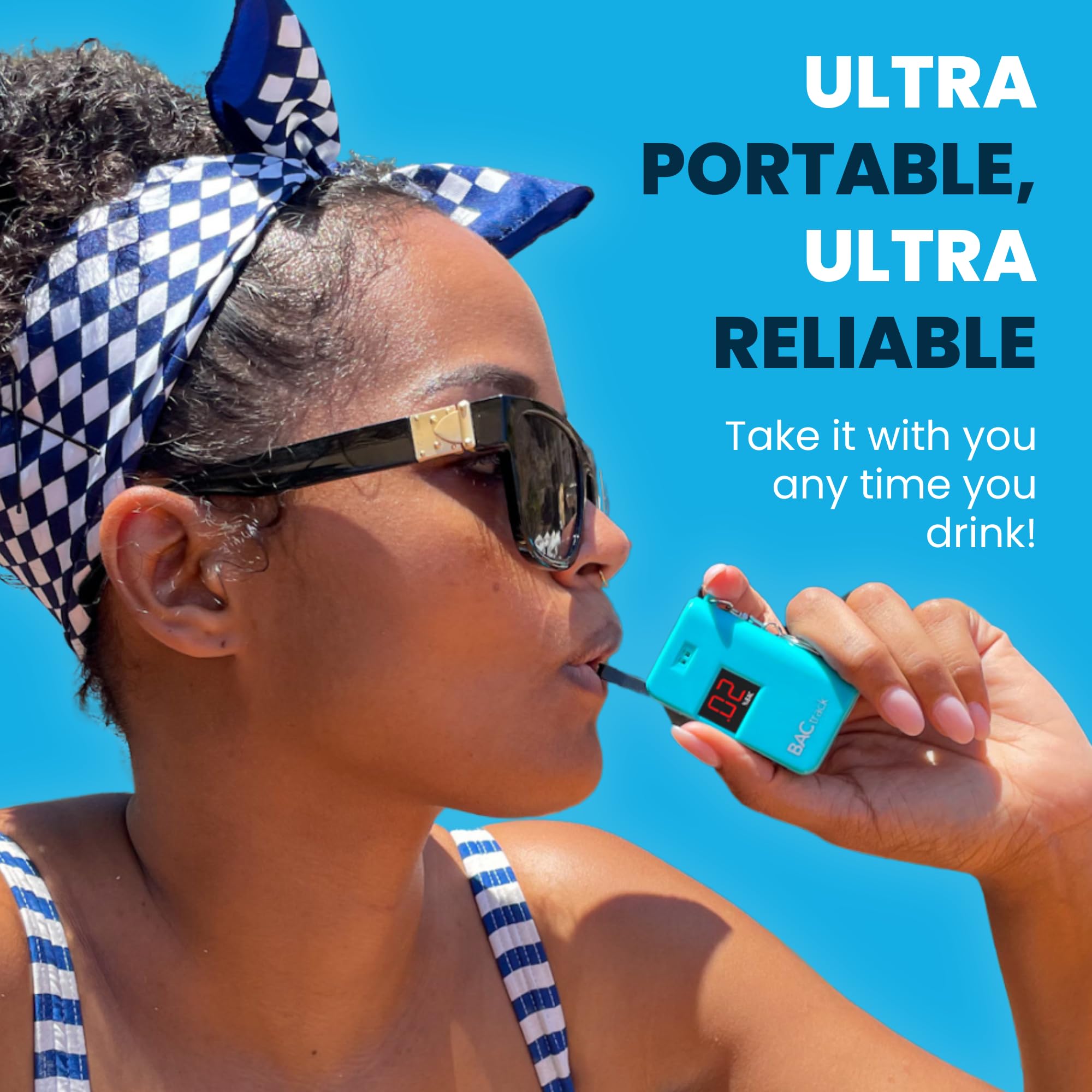 BACtrack Keychain Breathalyzer (Blue) with 20 Mouthpieces - Portable Alcohol Breath Tester for Personal & Professional Use - Perfect for Parties, Driving Safety, and Workplace Testing